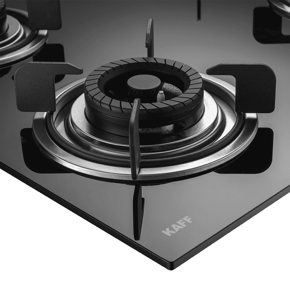 KAFF Crista Tempered Glass Top 3 Burner Automatic Hob (Matte Enamelled Pan Support, Black)_4