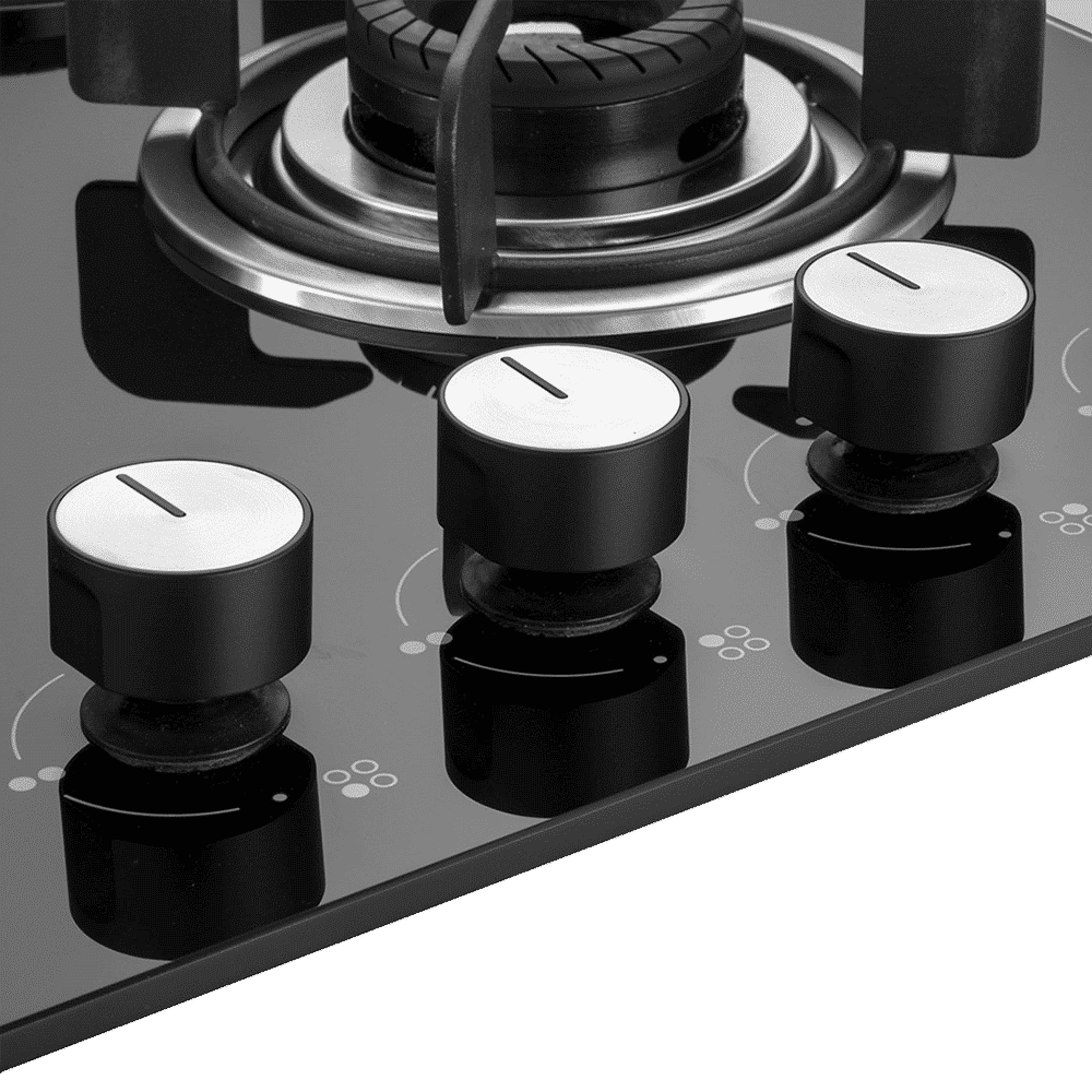 KAFF Crista Tempered Glass Top 3 Burner Automatic Hob (Matte Enamelled Pan Support, Black)_5