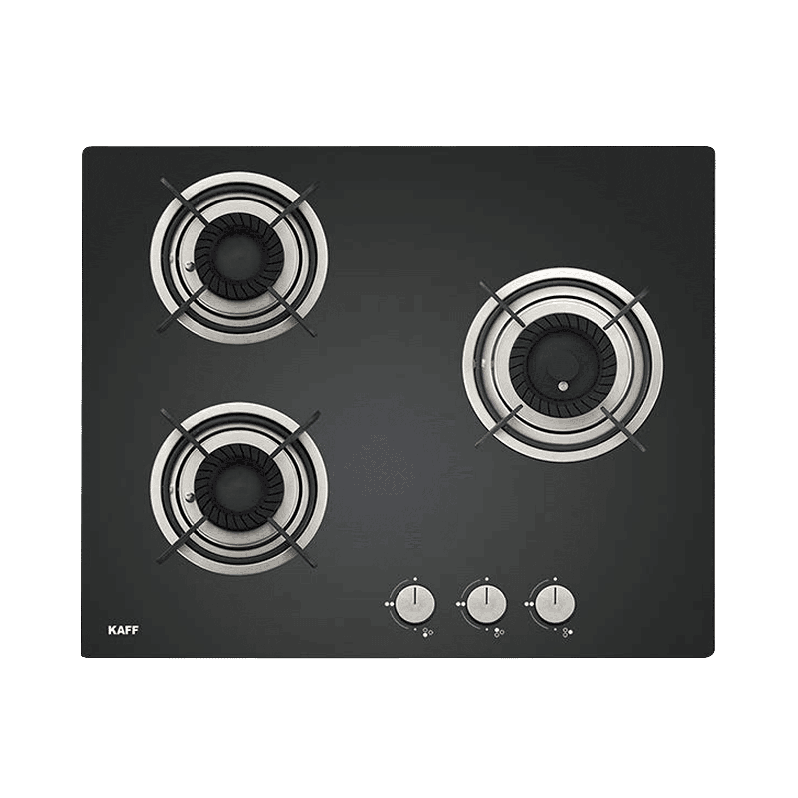KAFF Crista Tempered Glass Top 3 Burner Automatic Hob (Matte Enamelled Pan Support, Black)_6