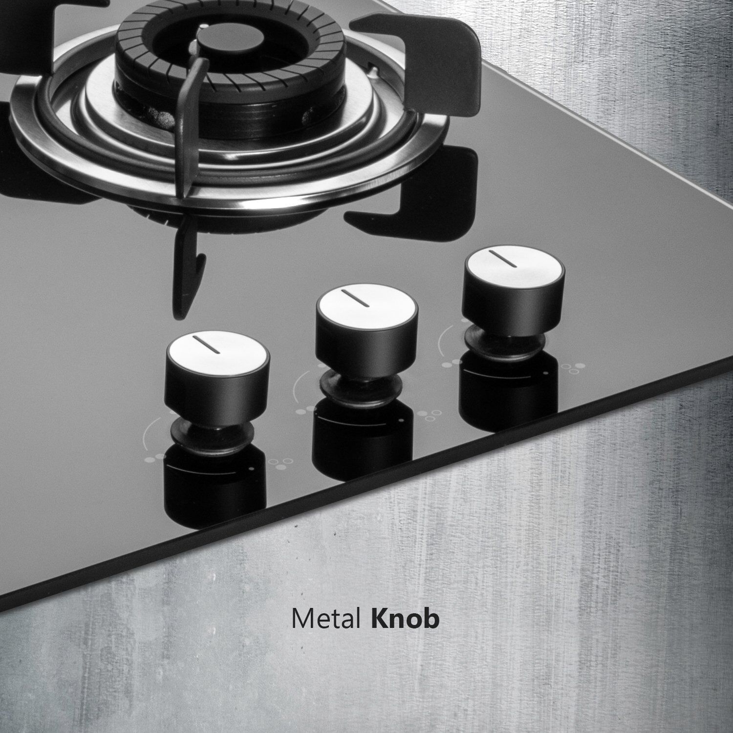 KAFF Crista Tempered Glass Top 3 Burner Automatic Hob (Matte Enamelled Pan Support, Black)_8