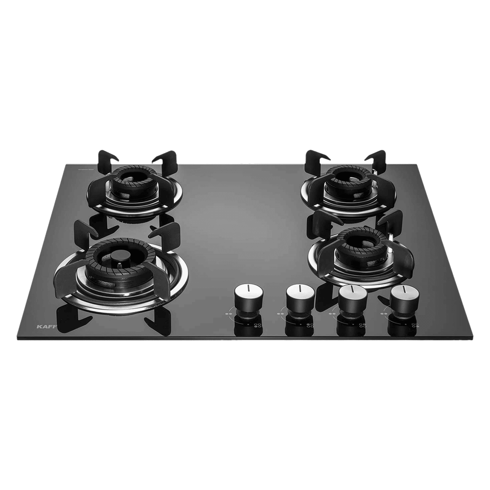 KAFF Crista Tempered Glass Top 4 Burner Automatic Hob (Matte Enamelled Pan Support, Black)_1