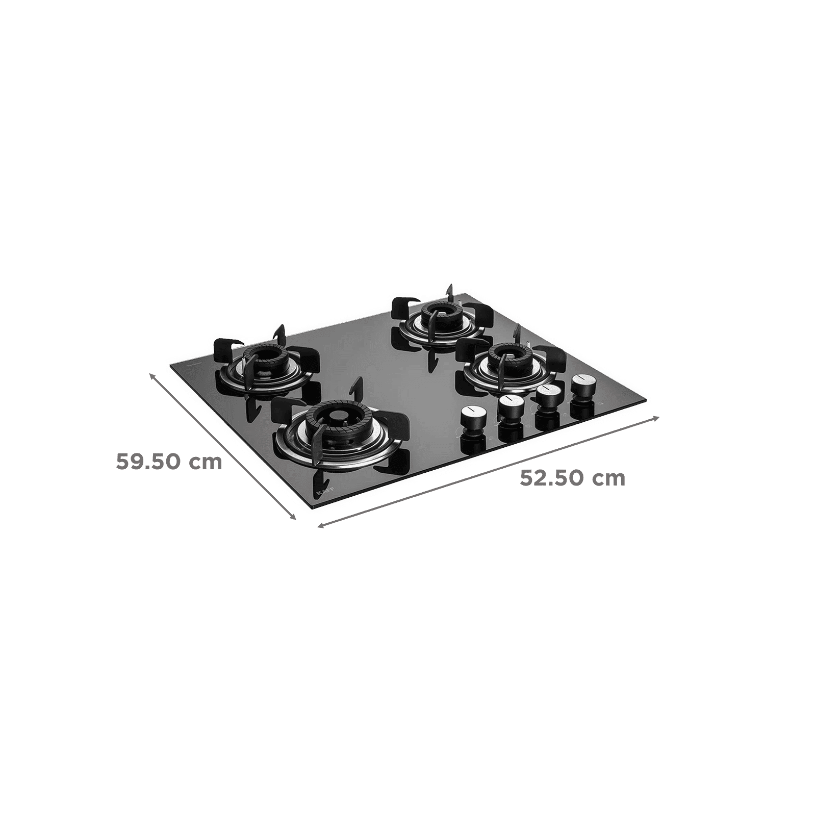 KAFF Crista Tempered Glass Top 4 Burner Automatic Hob (Matte Enamelled Pan Support, Black)_2