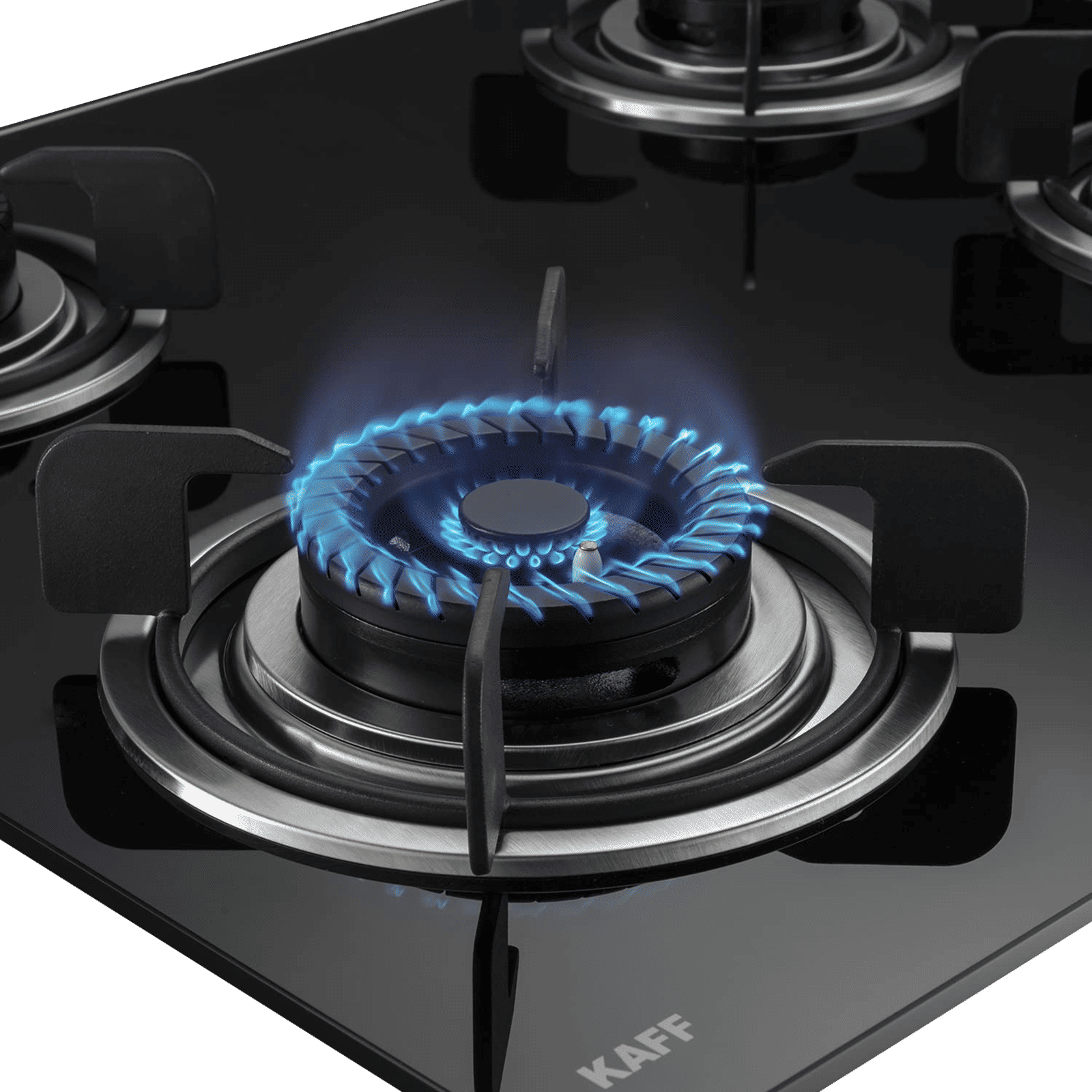 KAFF Crista Tempered Glass Top 4 Burner Automatic Hob (Matte Enamelled Pan Support, Black)_4