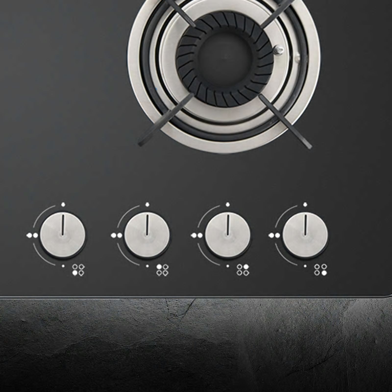 KAFF Crista Tempered Glass Top 4 Burner Automatic Hob (Matte Enamelled Pan Support, Black)_5