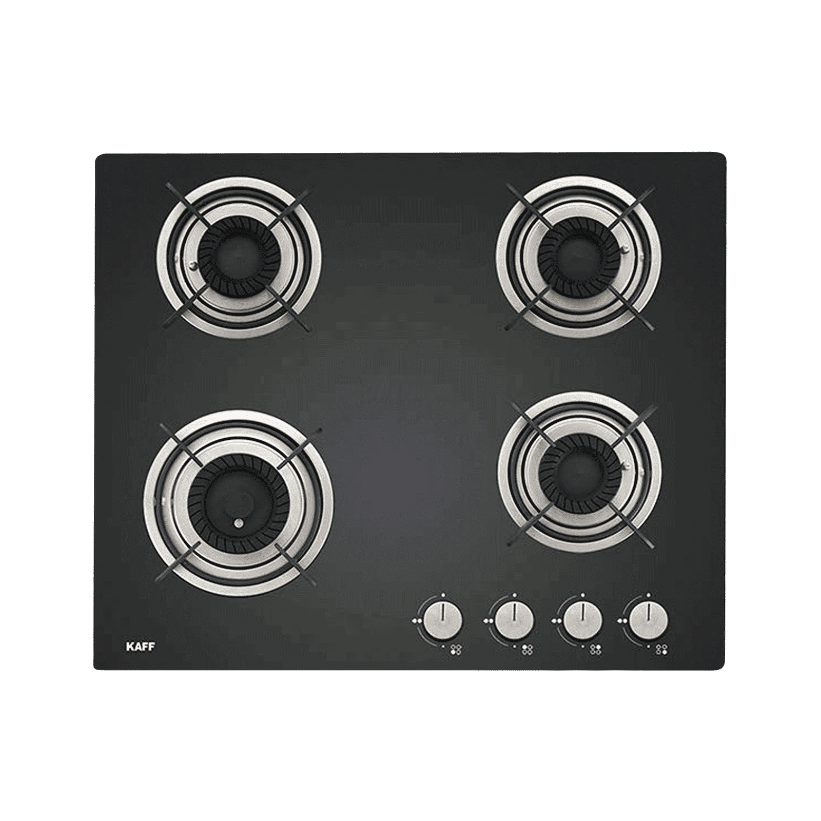 KAFF Crista Tempered Glass Top 4 Burner Automatic Hob (Matte Enamelled Pan Support, Black)_6