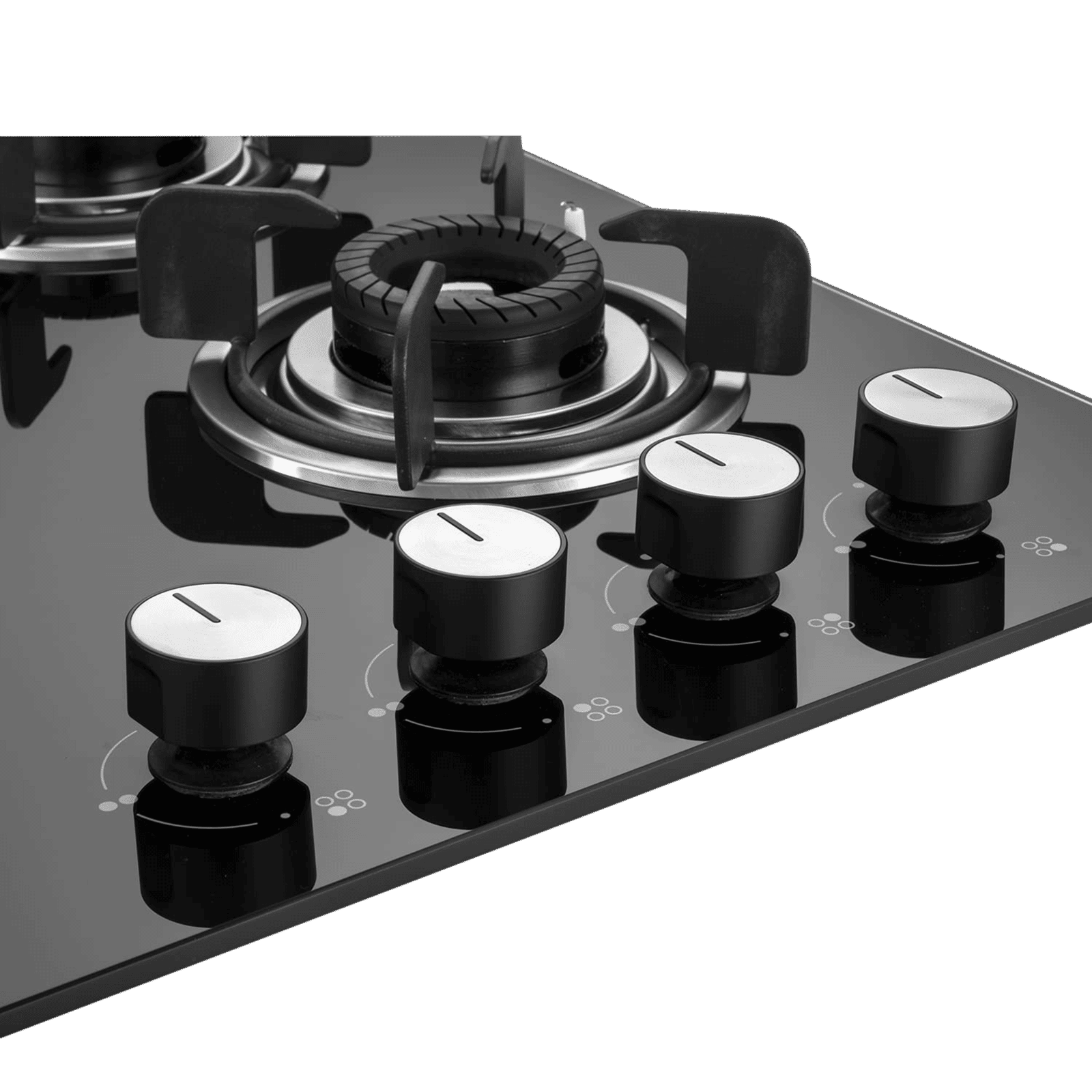 KAFF Crista Tempered Glass Top 4 Burner Automatic Hob (Matte Enamelled Pan Support, Black)_8