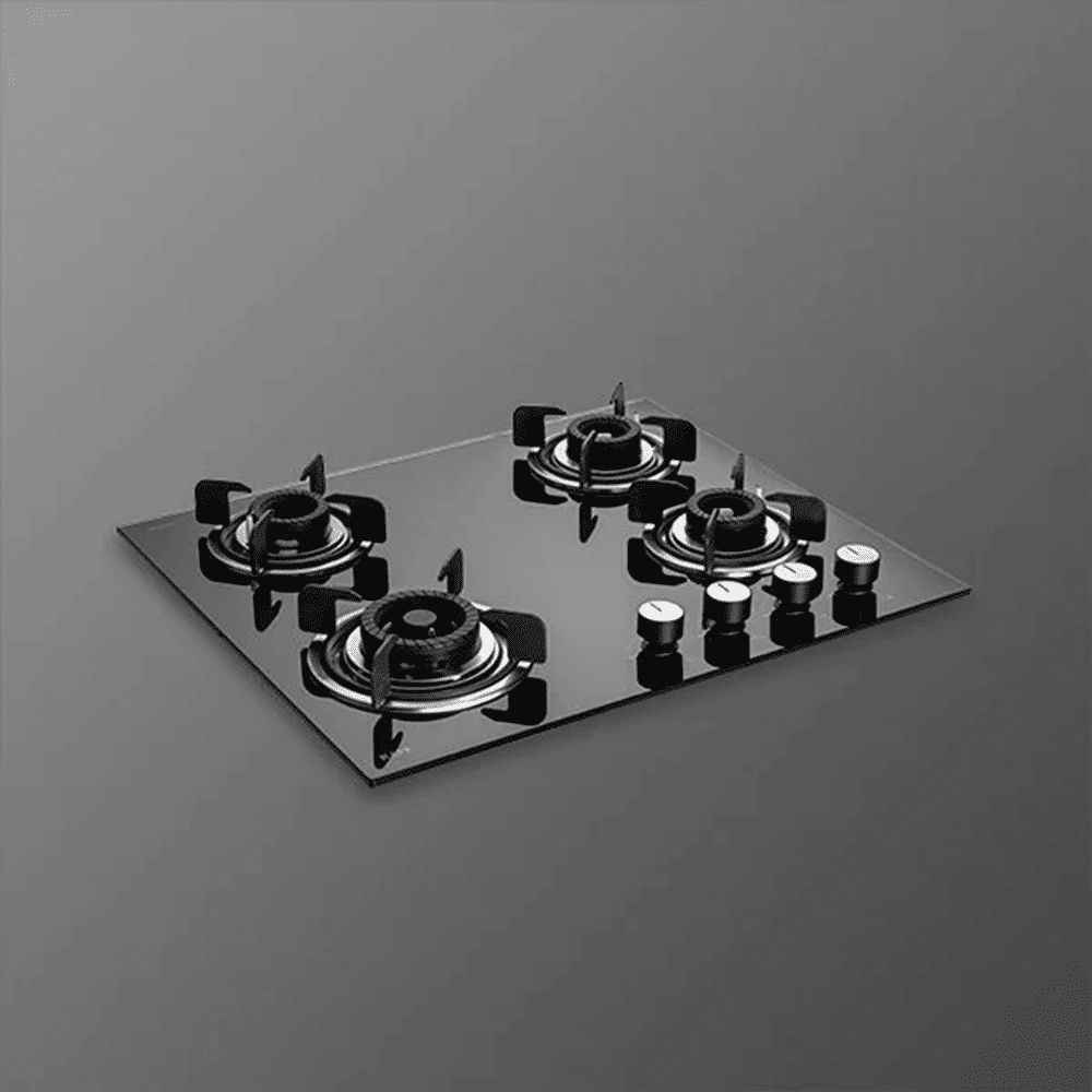 KAFF Crista Tempered Glass Top 4 Burner Automatic Hob (Matte Enamelled Pan Support, Black)_9