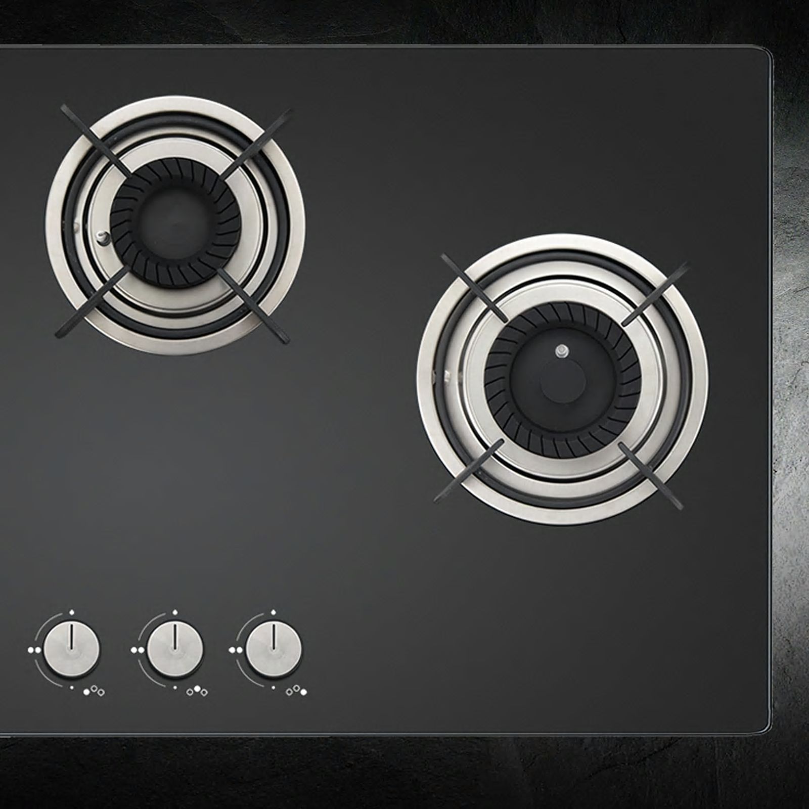 KAFF Crista Tempered Glass Top 3 Burner Automatic Hob (Matte Enamelled Pan Support, Black)_12