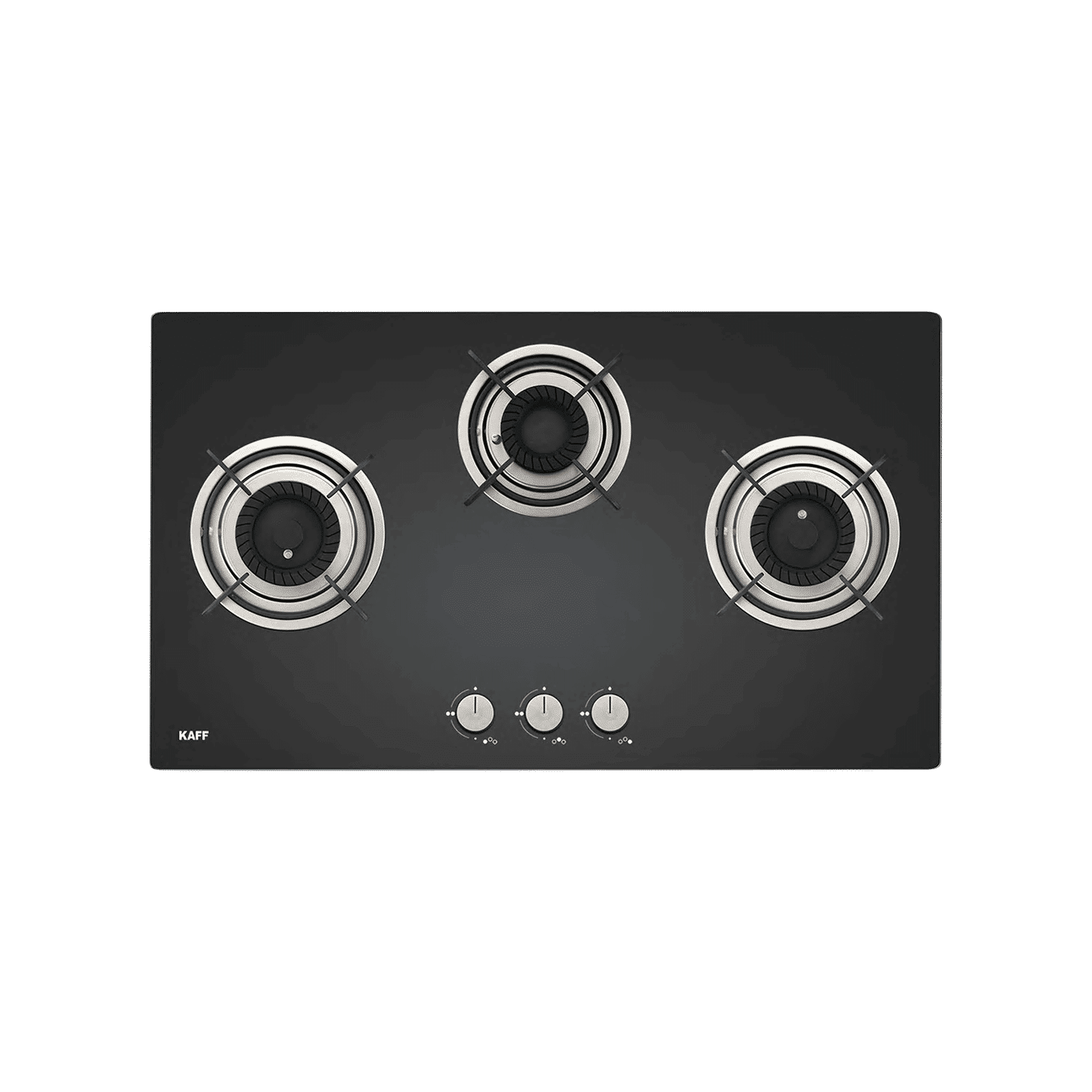 KAFF Crista Tempered Glass Top 3 Burner Automatic Hob (Matte Enamelled Pan Support, Black)_13
