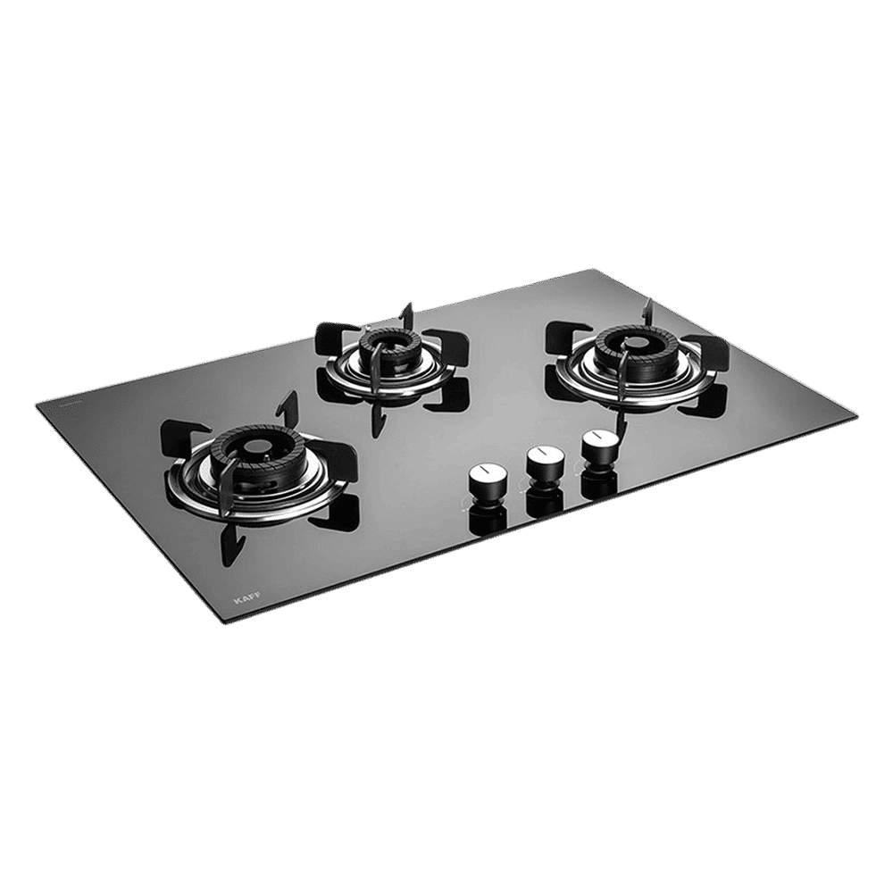 KAFF Crista Tempered Glass Top 3 Burner Automatic Hob (Matte Enamelled Pan Support, Black)_16