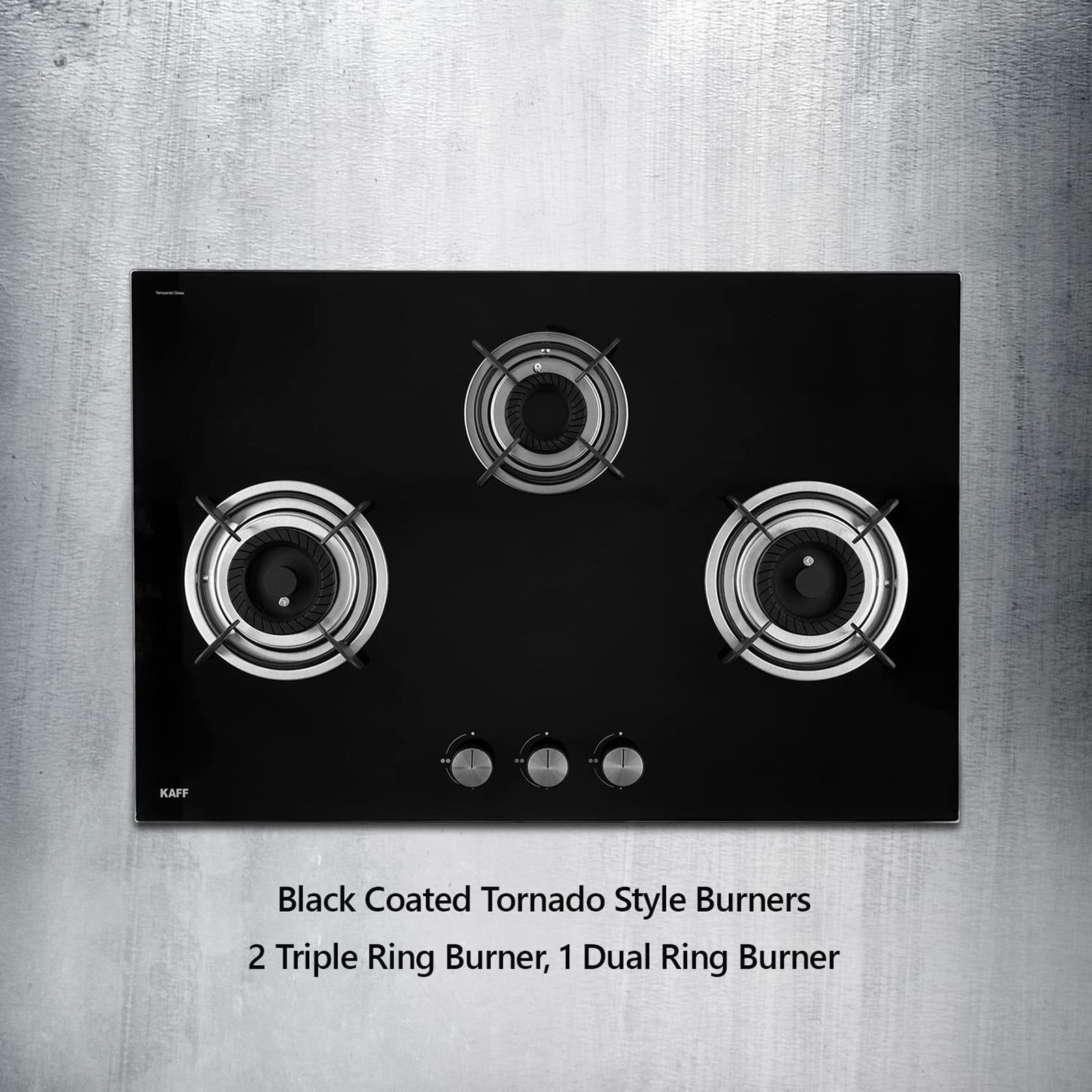 KAFF Crista Tempered Glass Top 3 Burner Automatic Hob (Matte Enamelled Pan Support, Black)_19