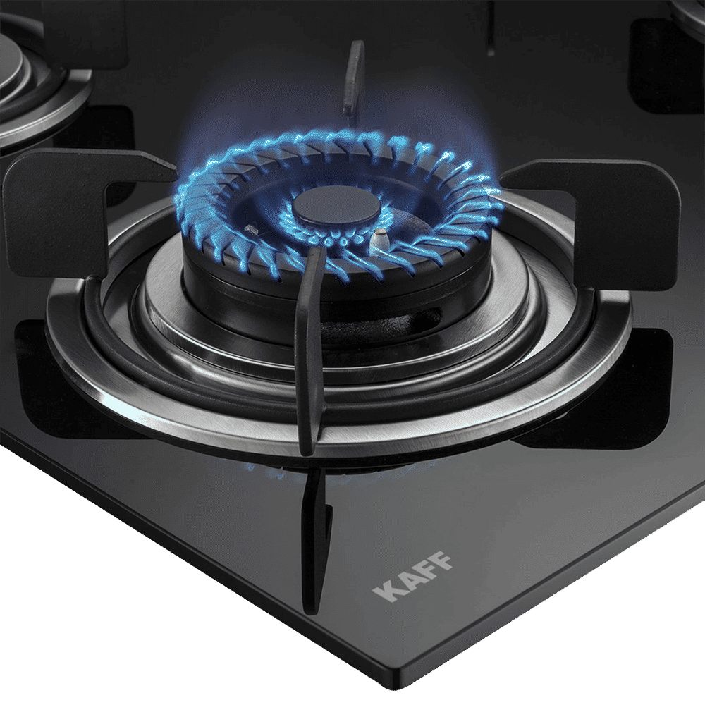 KAFF Crista Tempered Glass Top 3 Burner Automatic Hob (Matte Enamelled Pan Support, Black)_4