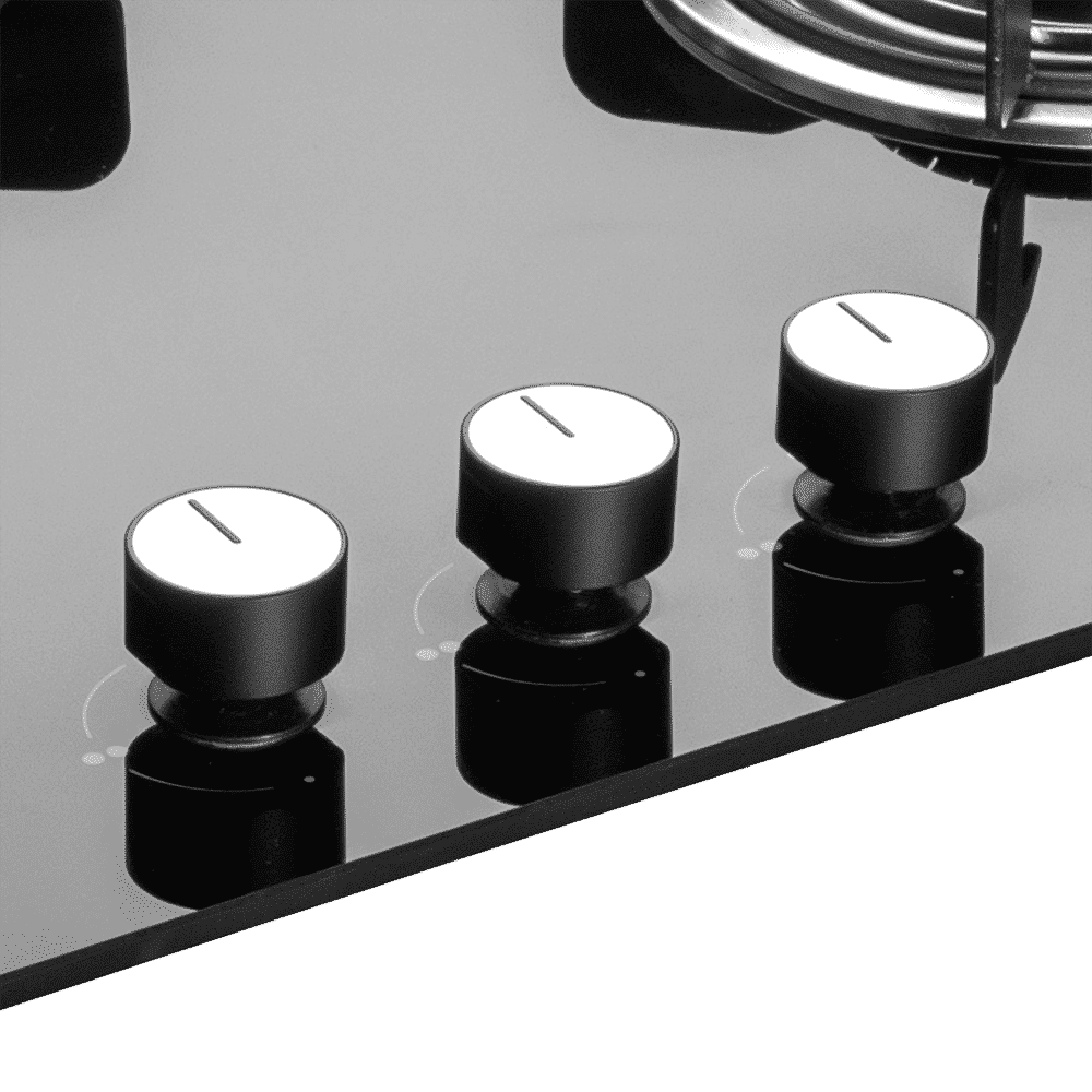 KAFF Crista Tempered Glass Top 3 Burner Automatic Hob (Matte Enamelled Pan Support, Black)_5