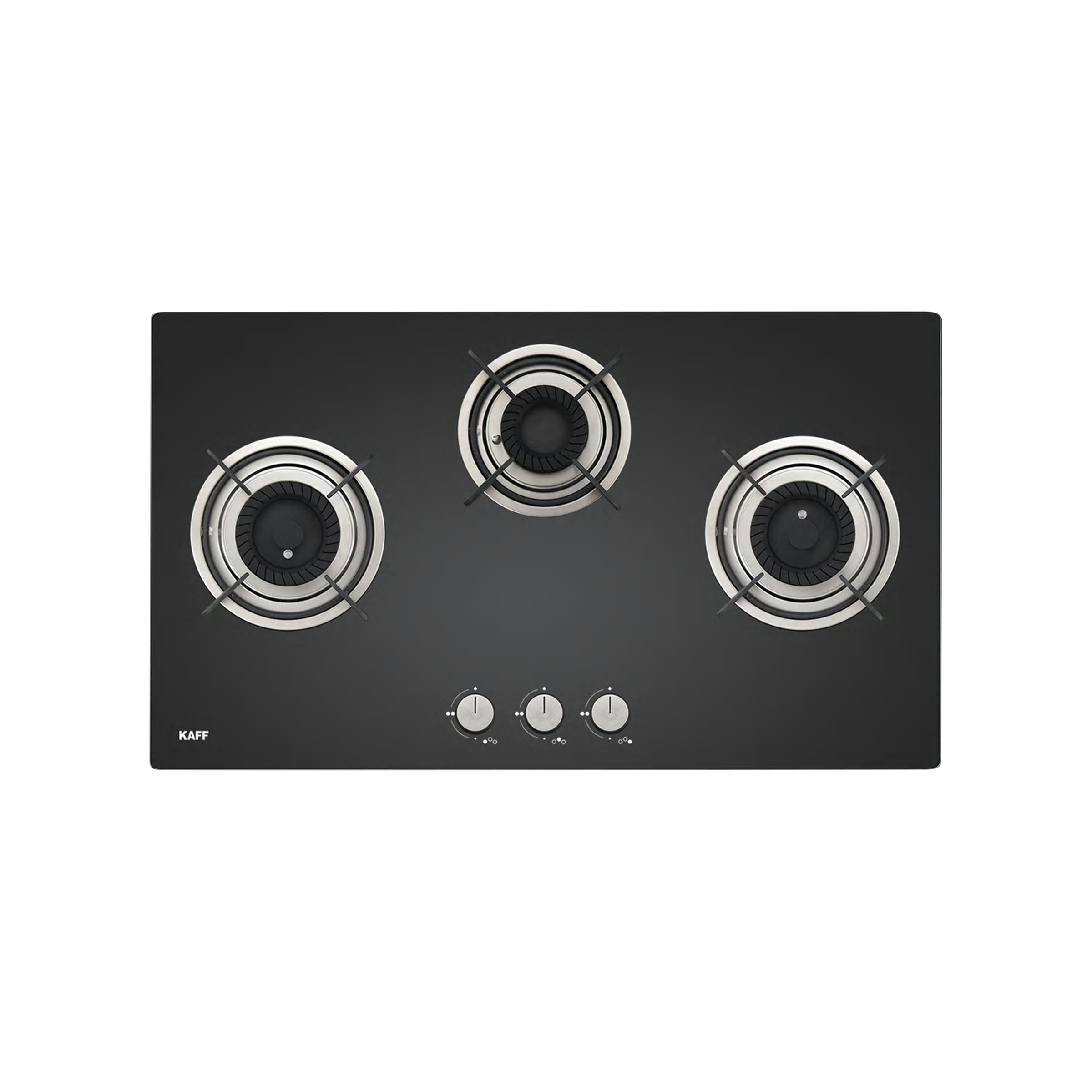 KAFF Crista Tempered Glass Top 3 Burner Automatic Hob (Matte Enamelled Pan Support, Black)_6