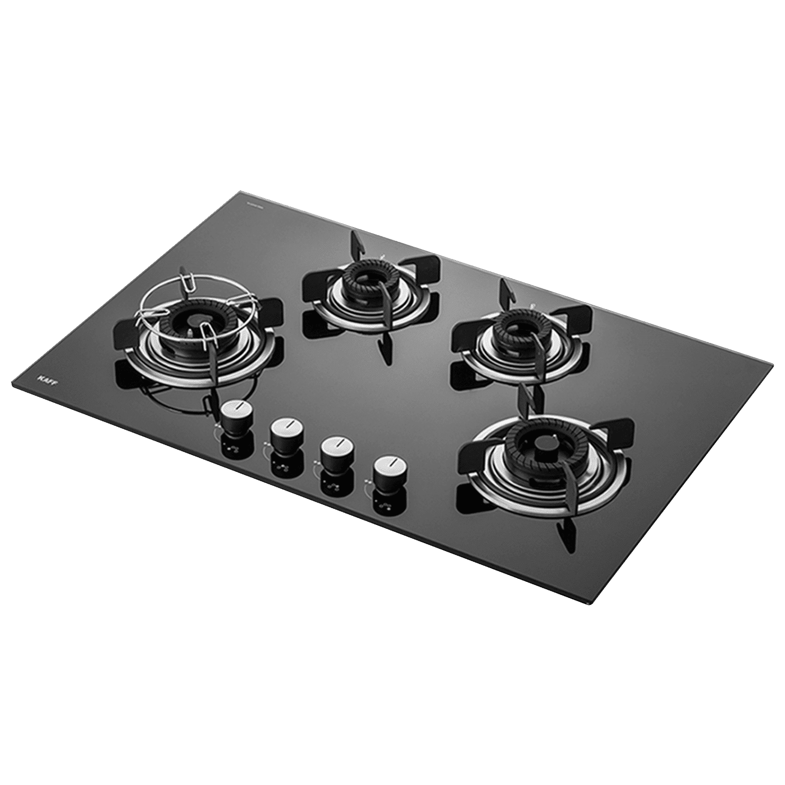 KAFF Crista Tempered Glass Top 4 Burner Automatic Electric Hob (Matte Enamelled Pan Support, Black)_1