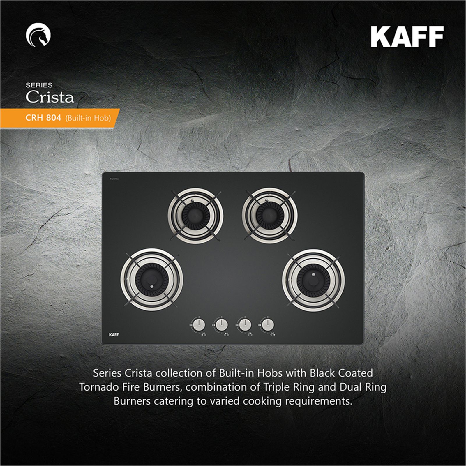 KAFF Crista Tempered Glass Top 4 Burner Automatic Electric Hob (Matte Enamelled Pan Support, Black)_16