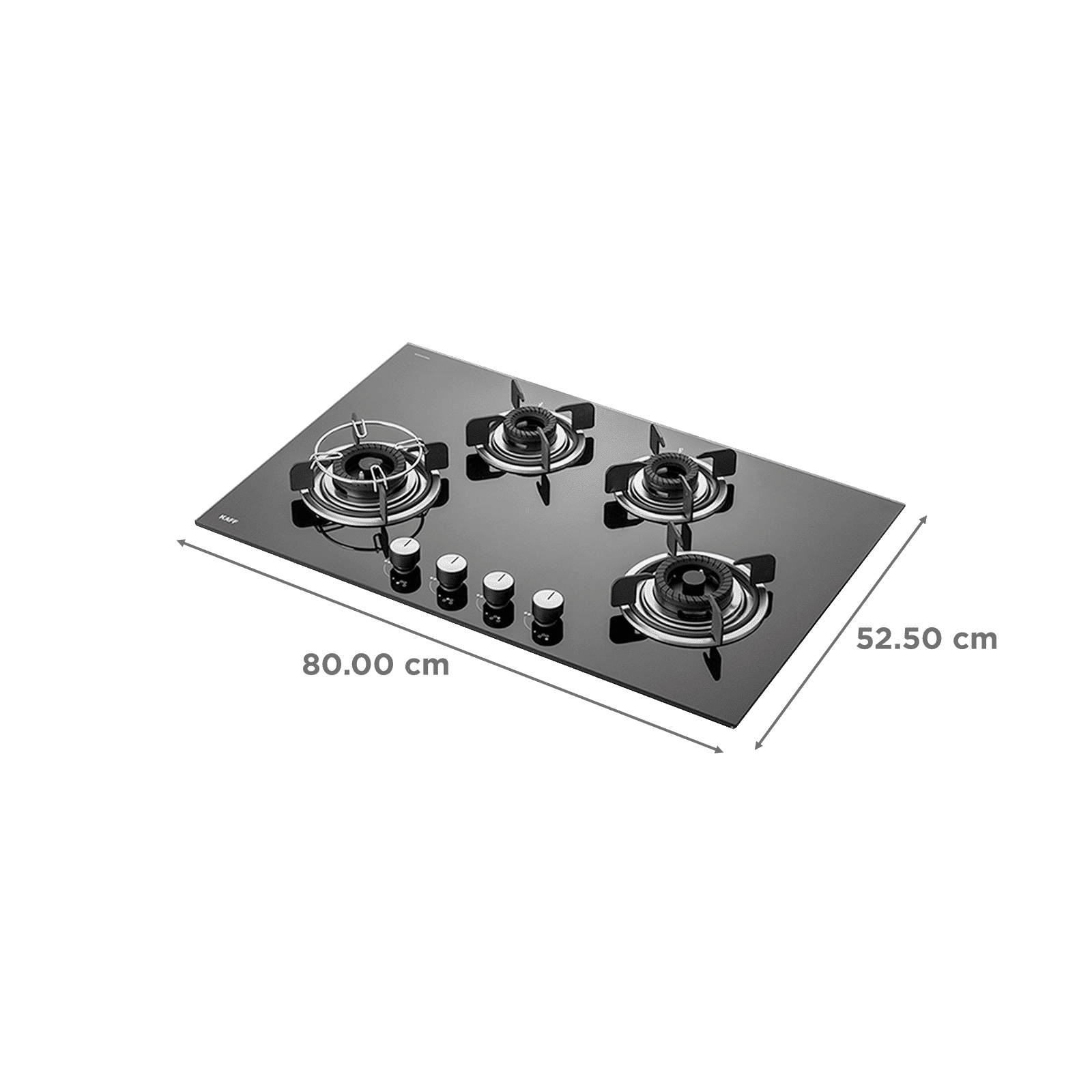 KAFF Crista Tempered Glass Top 4 Burner Automatic Electric Hob (Matte Enamelled Pan Support, Black)_2