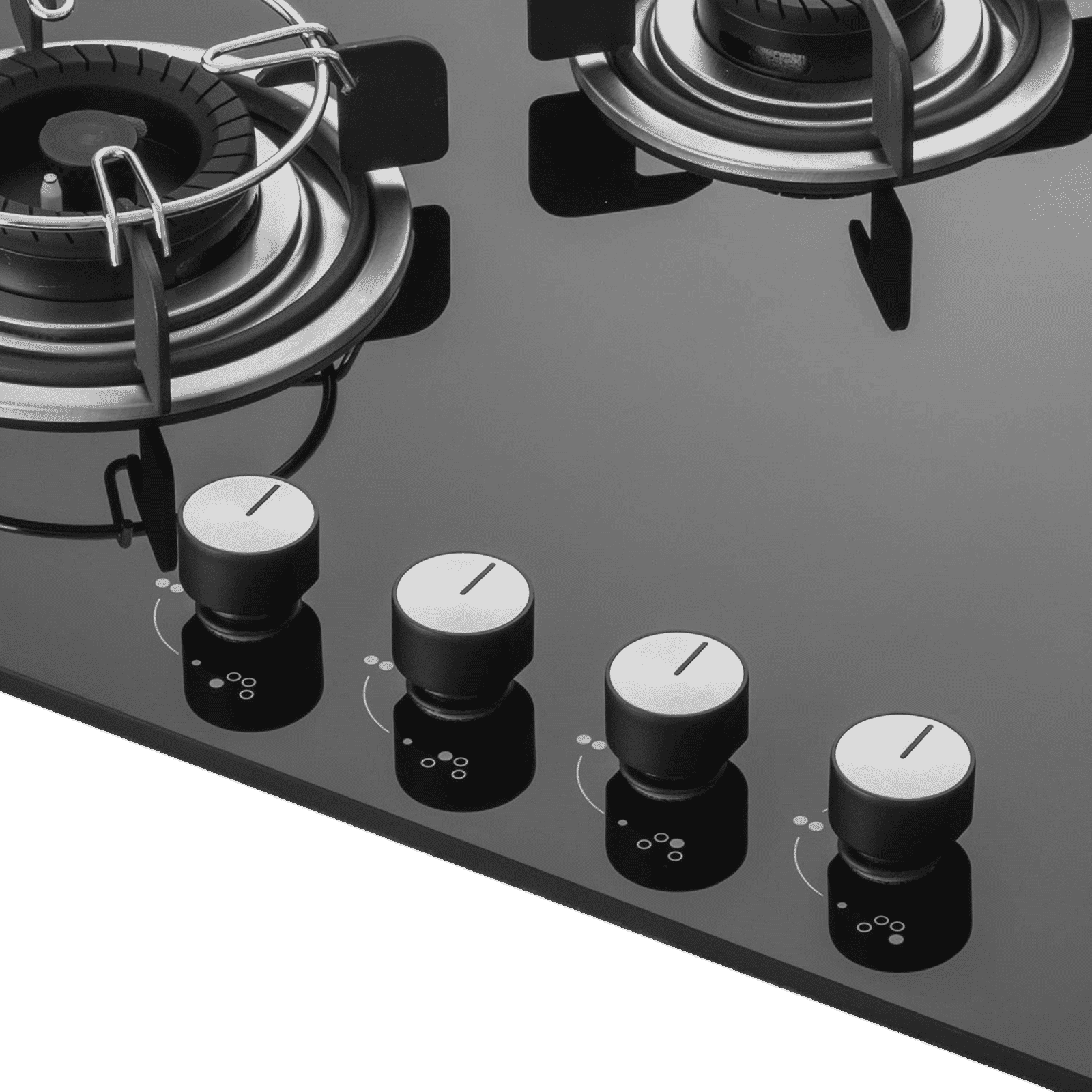 KAFF Crista Tempered Glass Top 4 Burner Automatic Electric Hob (Matte Enamelled Pan Support, Black)_5