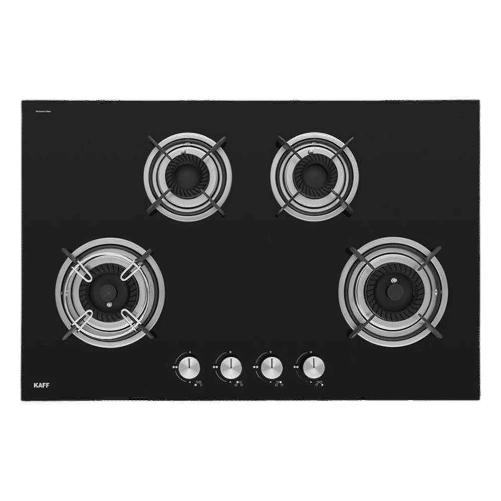 KAFF Crista Tempered Glass Top 4 Burner Automatic Electric Hob (Matte Enamelled Pan Support, Black)_6