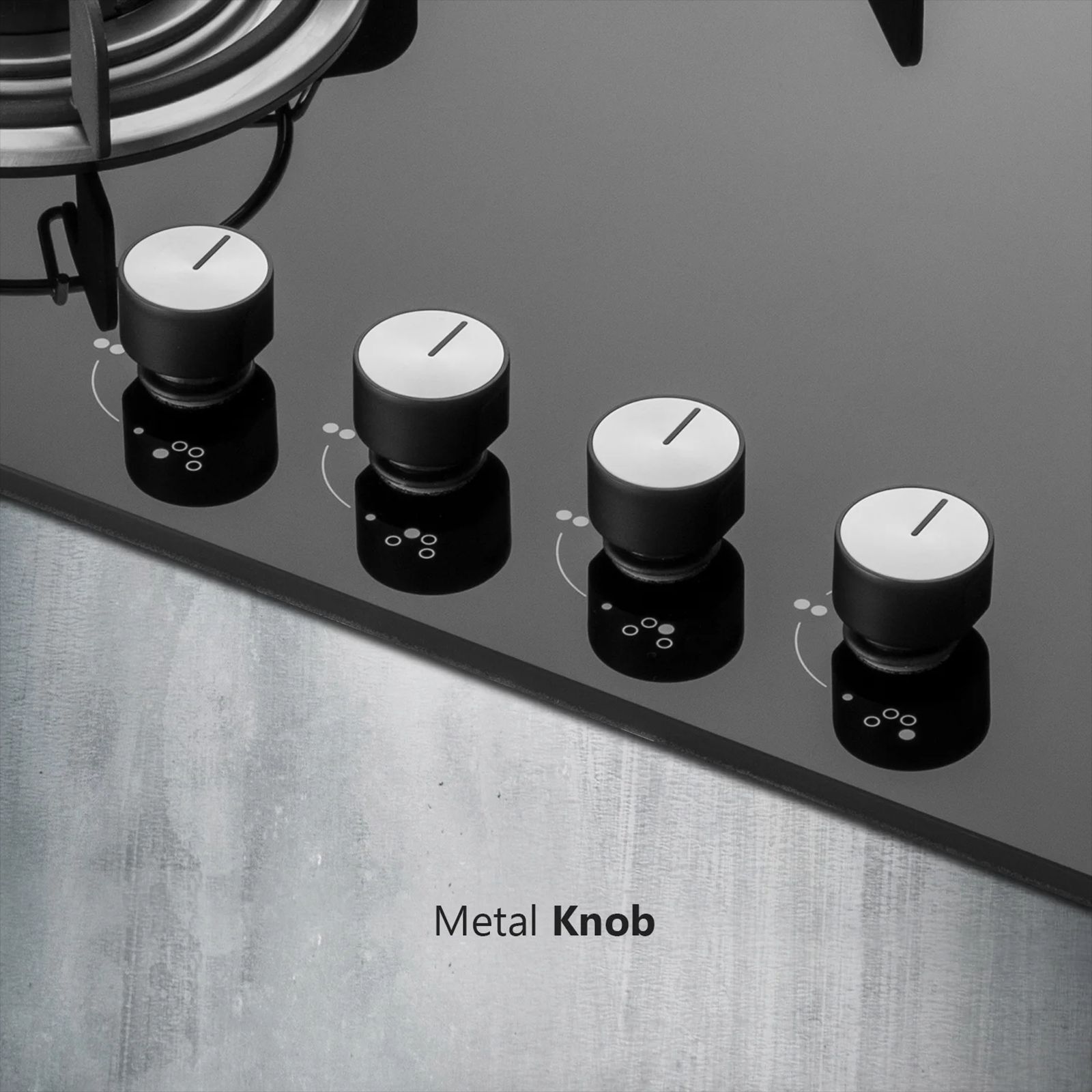 KAFF Crista Tempered Glass Top 4 Burner Automatic Electric Hob (Matte Enamelled Pan Support, Black)_9