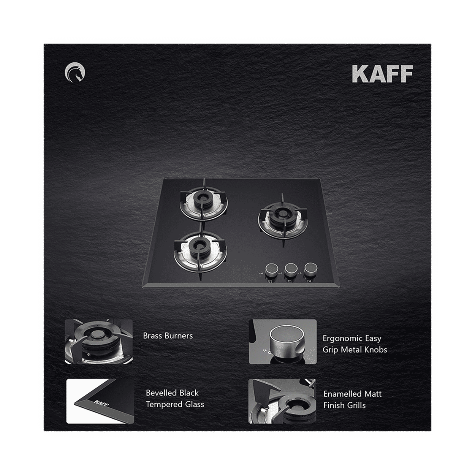 KAFF FBB 603 Tempered Glass Top 3 Burner Automatic Electric Hob (Enamelled Matt Finish Grills, Black)_11