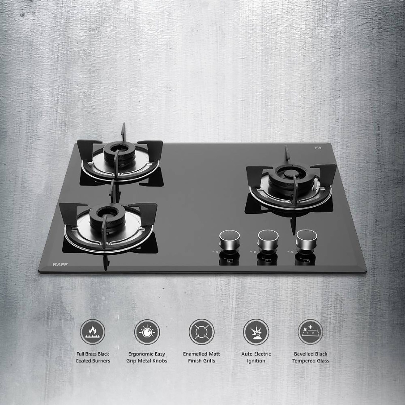 KAFF FBB 603 Tempered Glass Top 3 Burner Automatic Electric Hob (Enamelled Matt Finish Grills, Black)_20