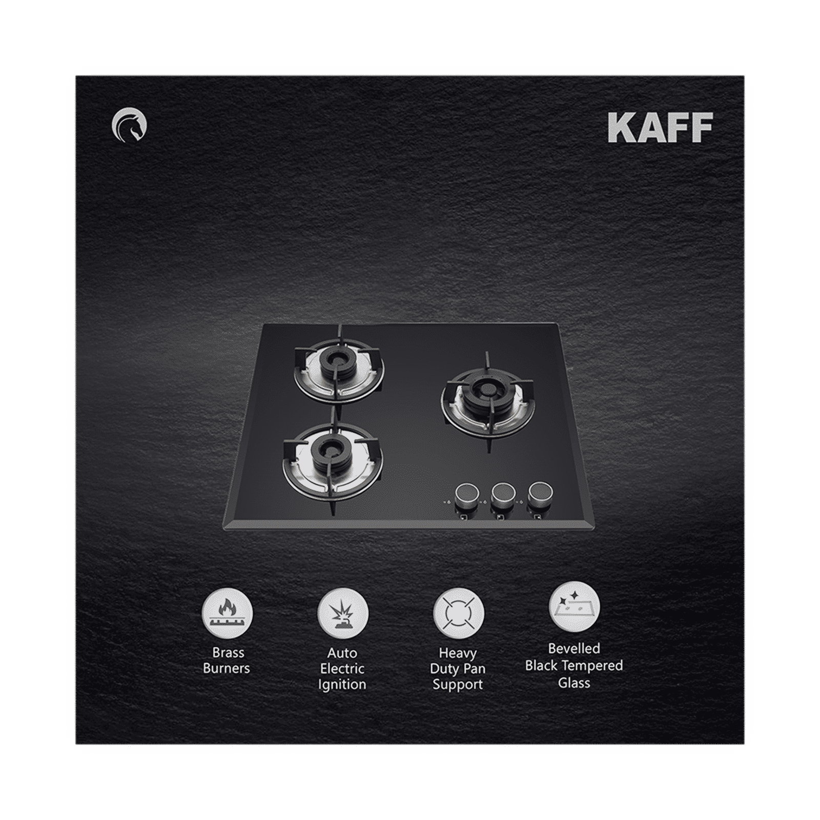 KAFF FBB 603 Tempered Glass Top 3 Burner Automatic Electric Hob (Enamelled Matt Finish Grills, Black)_8
