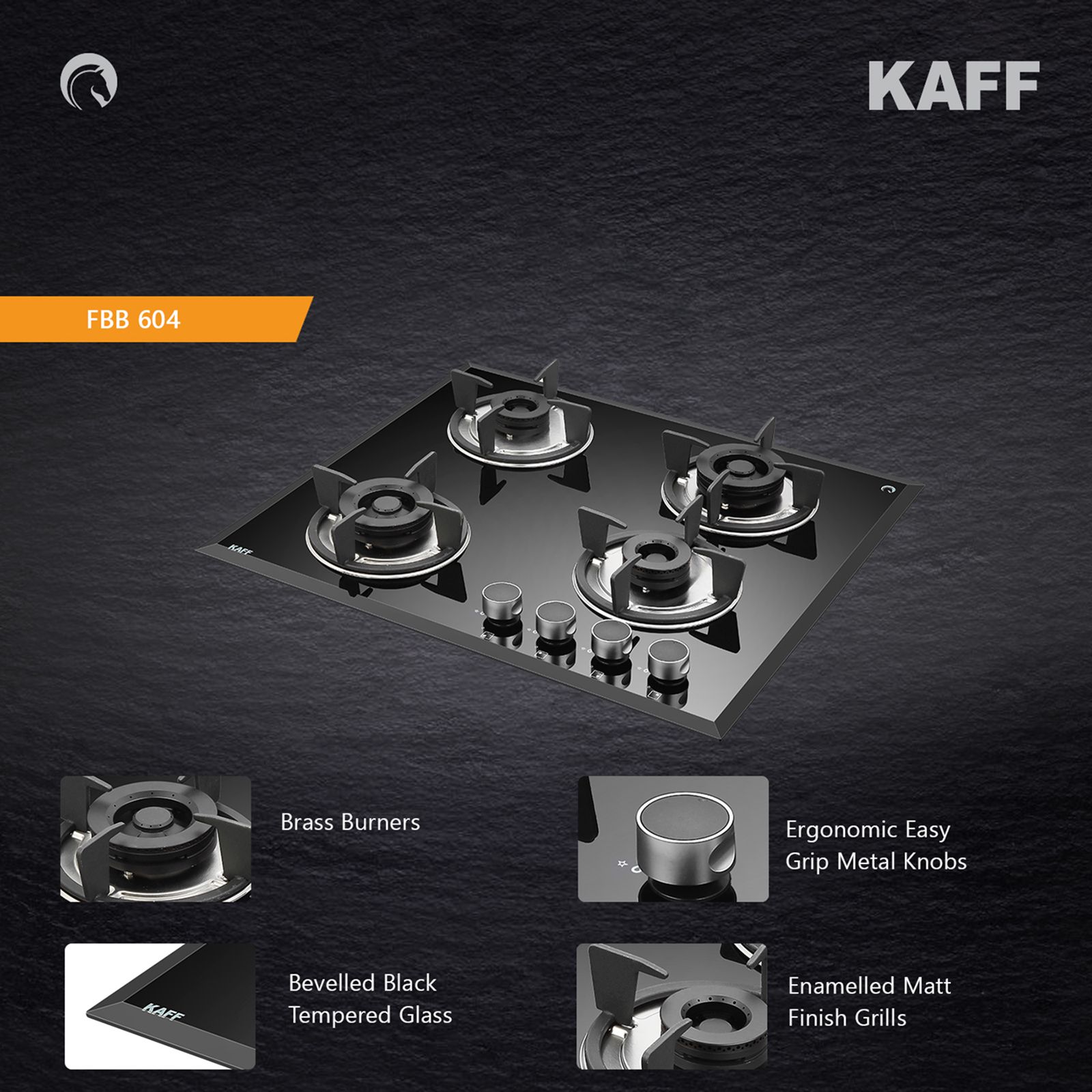 KAFF FBB 604 Tempered Glass Top 4 Burner Automatic Electric Hob (Enamelled Matt Finish Grills, Black)_17
