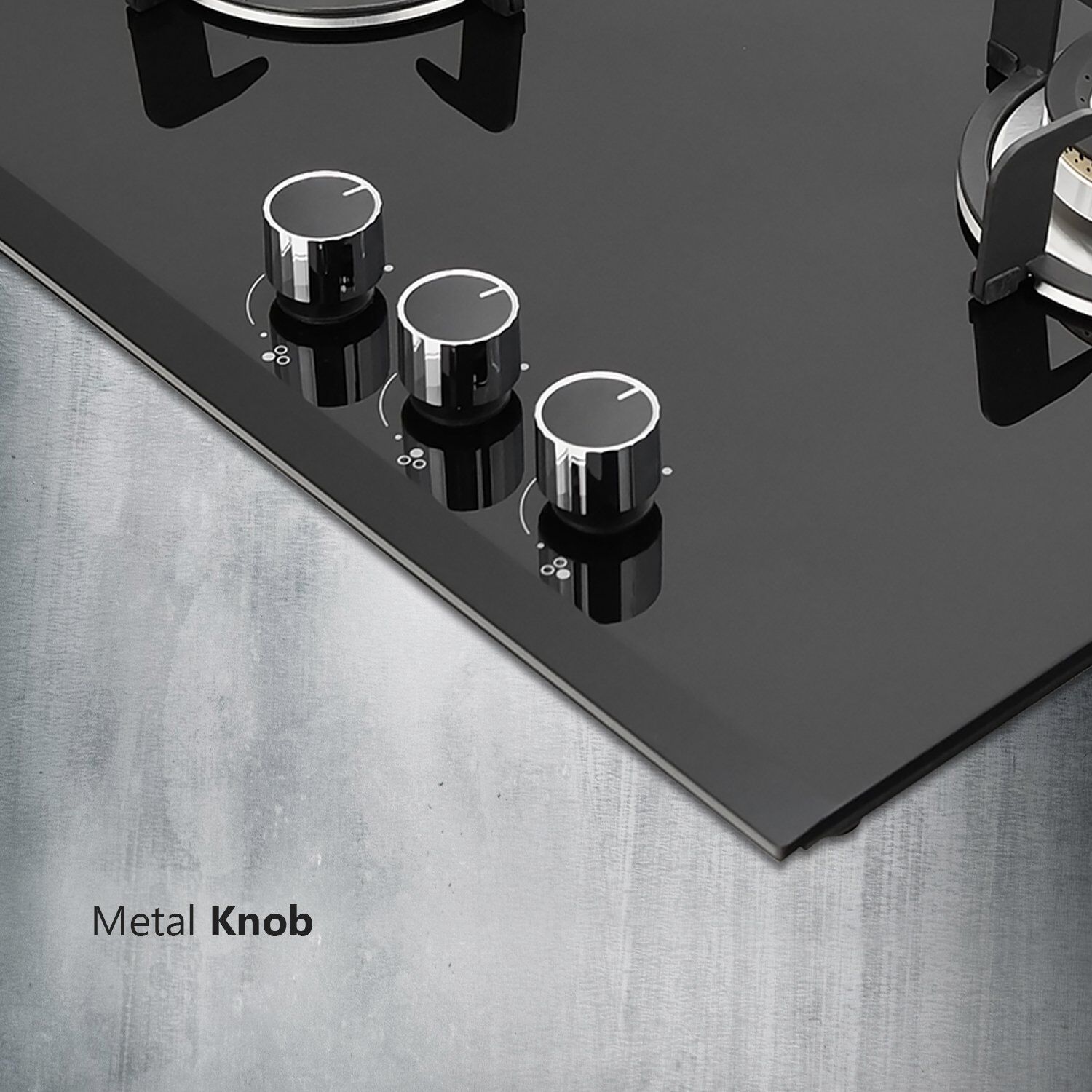 KAFF VRH 603 Tempered Glass Top 3 Burner Automatic Hob (Matte Enamelled Pan Support, Black)_8