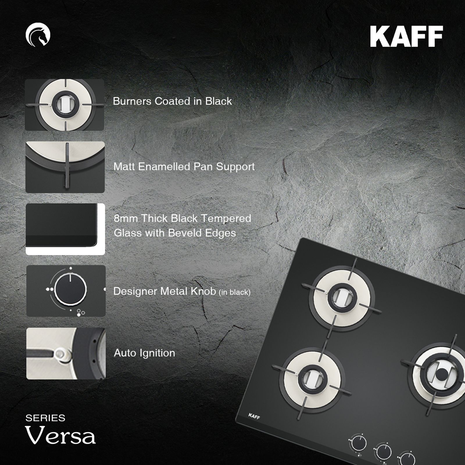 KAFF VRH 603 Tempered Glass Top 3 Burner Automatic Hob (Matte Enamelled Pan Support, Black)_11