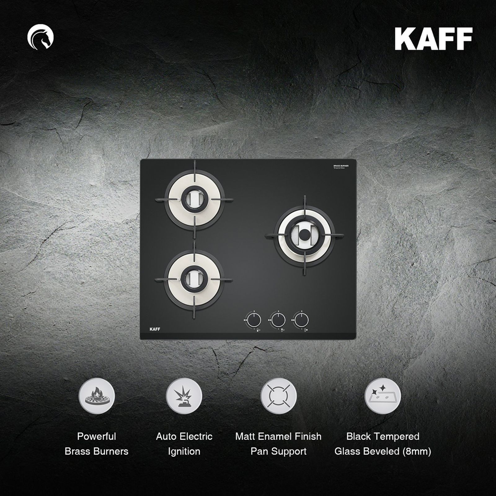 KAFF VRH 603 Tempered Glass Top 3 Burner Automatic Hob (Matte Enamelled Pan Support, Black)_13
