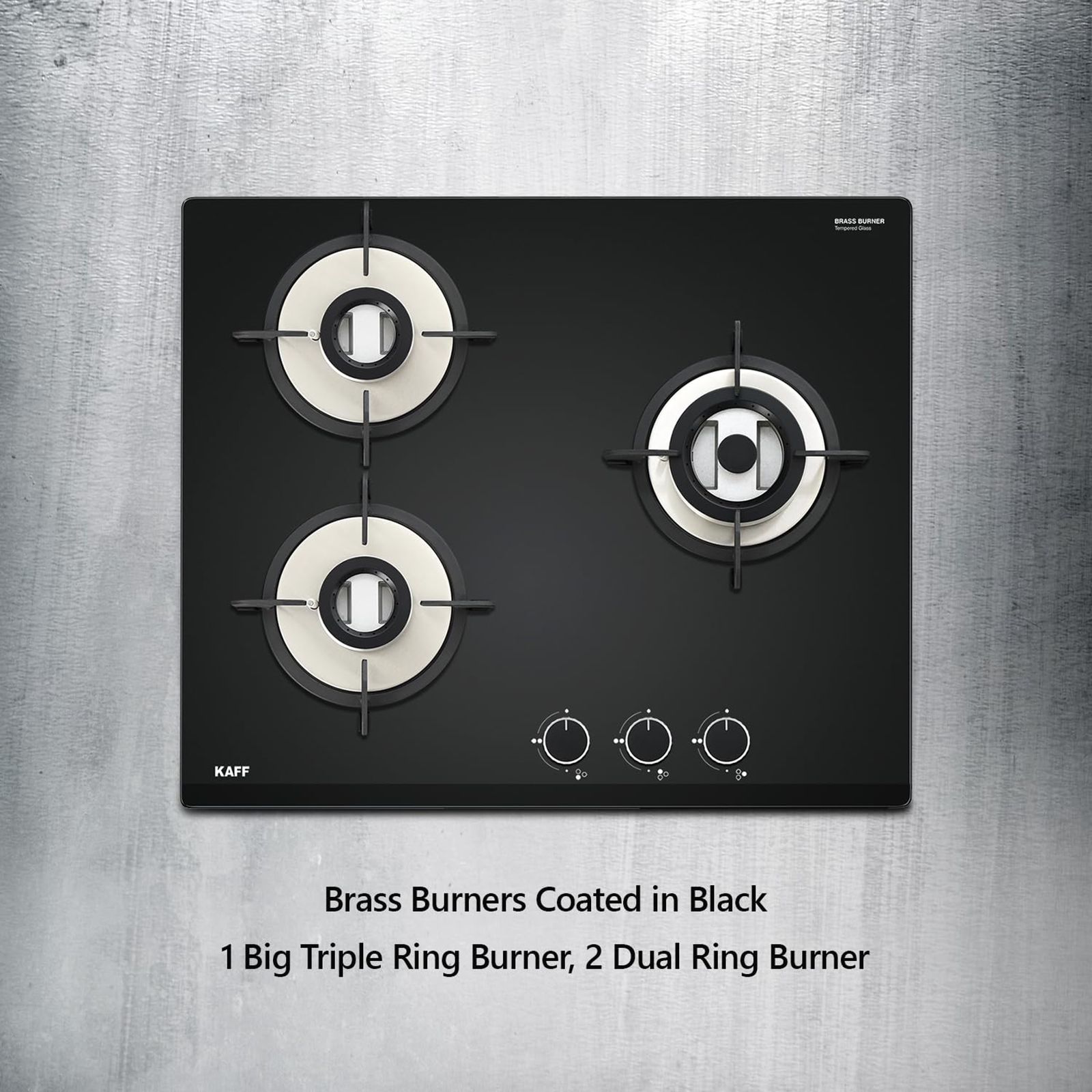 KAFF VRH 603 Tempered Glass Top 3 Burner Automatic Hob (Matte Enamelled Pan Support, Black)_14