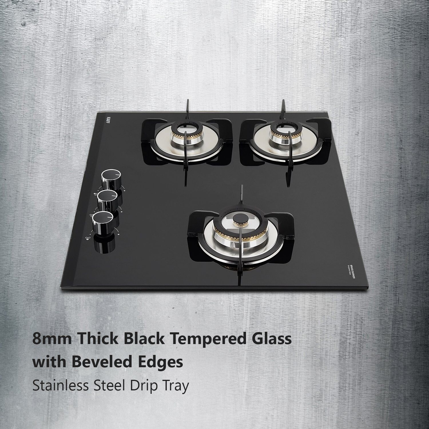 KAFF VRH 603 Tempered Glass Top 3 Burner Automatic Hob (Matte Enamelled Pan Support, Black)_4