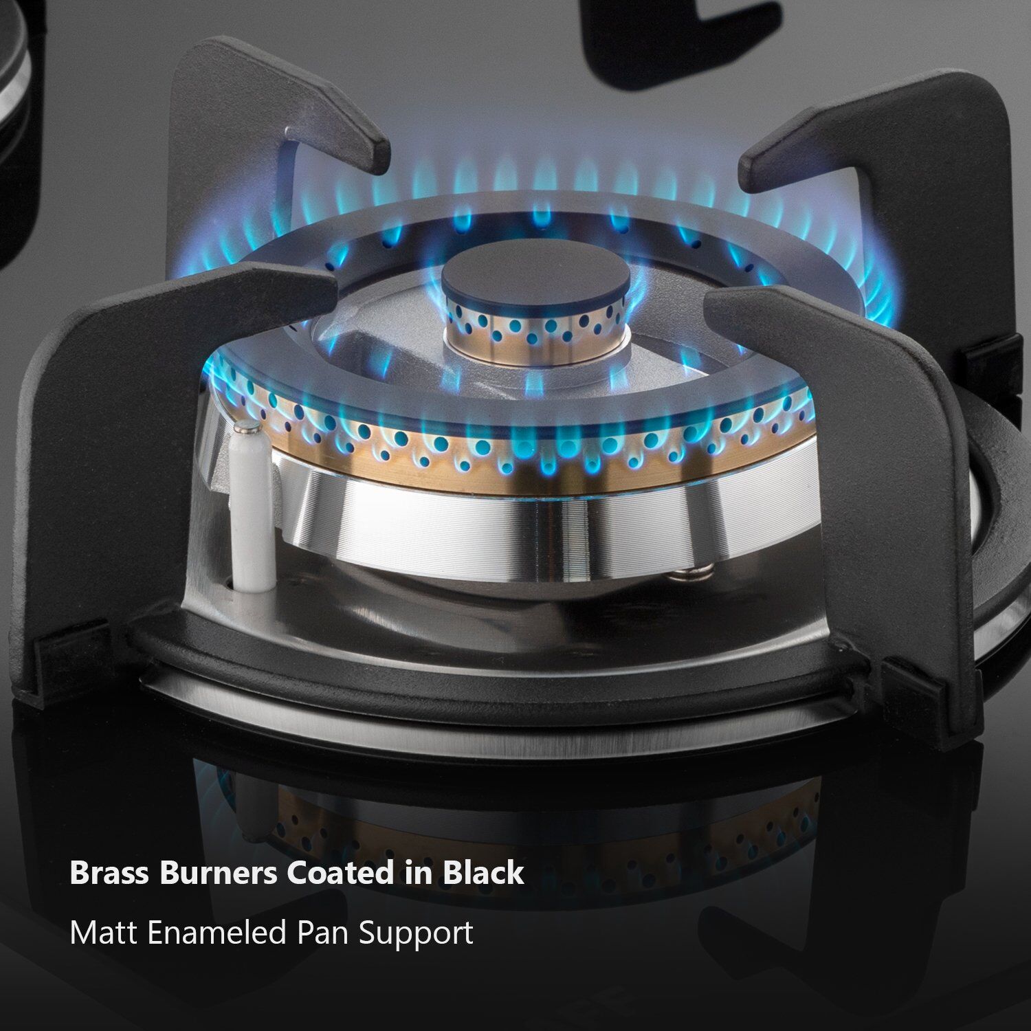KAFF VRH 603 Tempered Glass Top 3 Burner Automatic Hob (Matte Enamelled Pan Support, Black)_6