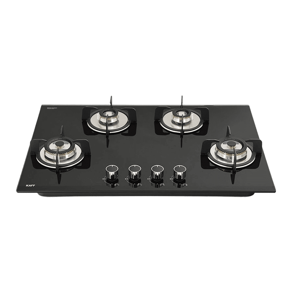 KAFF VRH 784 Tempered Glass Top 4 Burner Automatic Electric Hob (Matte Enamelled Pan Support, Black)_1