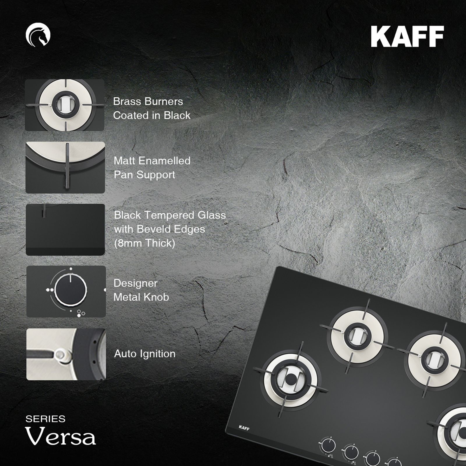 KAFF VRH 784 Tempered Glass Top 4 Burner Automatic Electric Hob (Matte Enamelled Pan Support, Black)_14