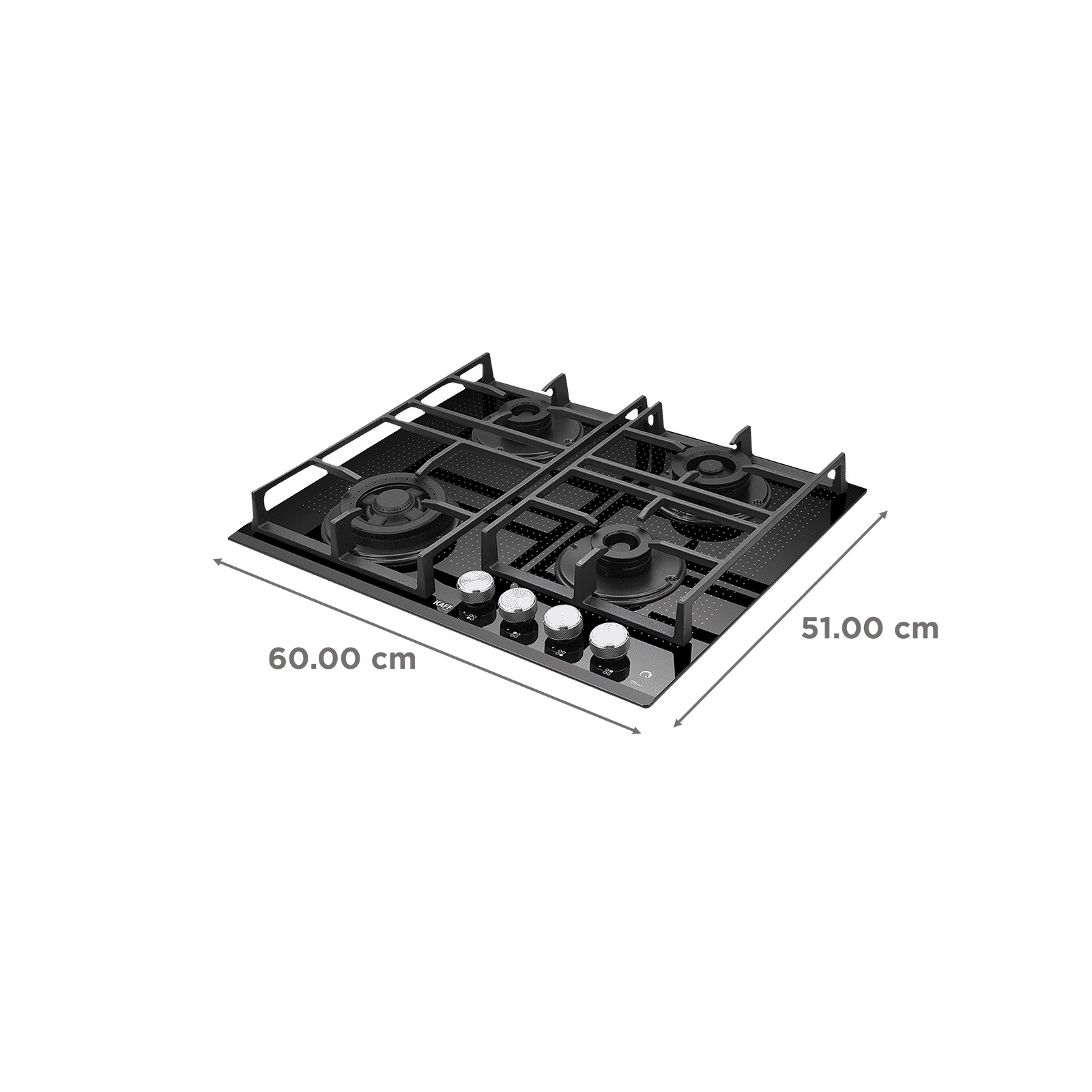 KAFF Novara Tempered Glass Top 4 Burner Automatic Electric Hob (Heavy Duty Cast Iron Pan Support, Black)_2