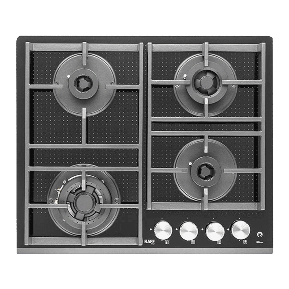 KAFF Novara Tempered Glass Top 4 Burner Automatic Electric Hob (Heavy Duty Cast Iron Pan Support, Black)_5