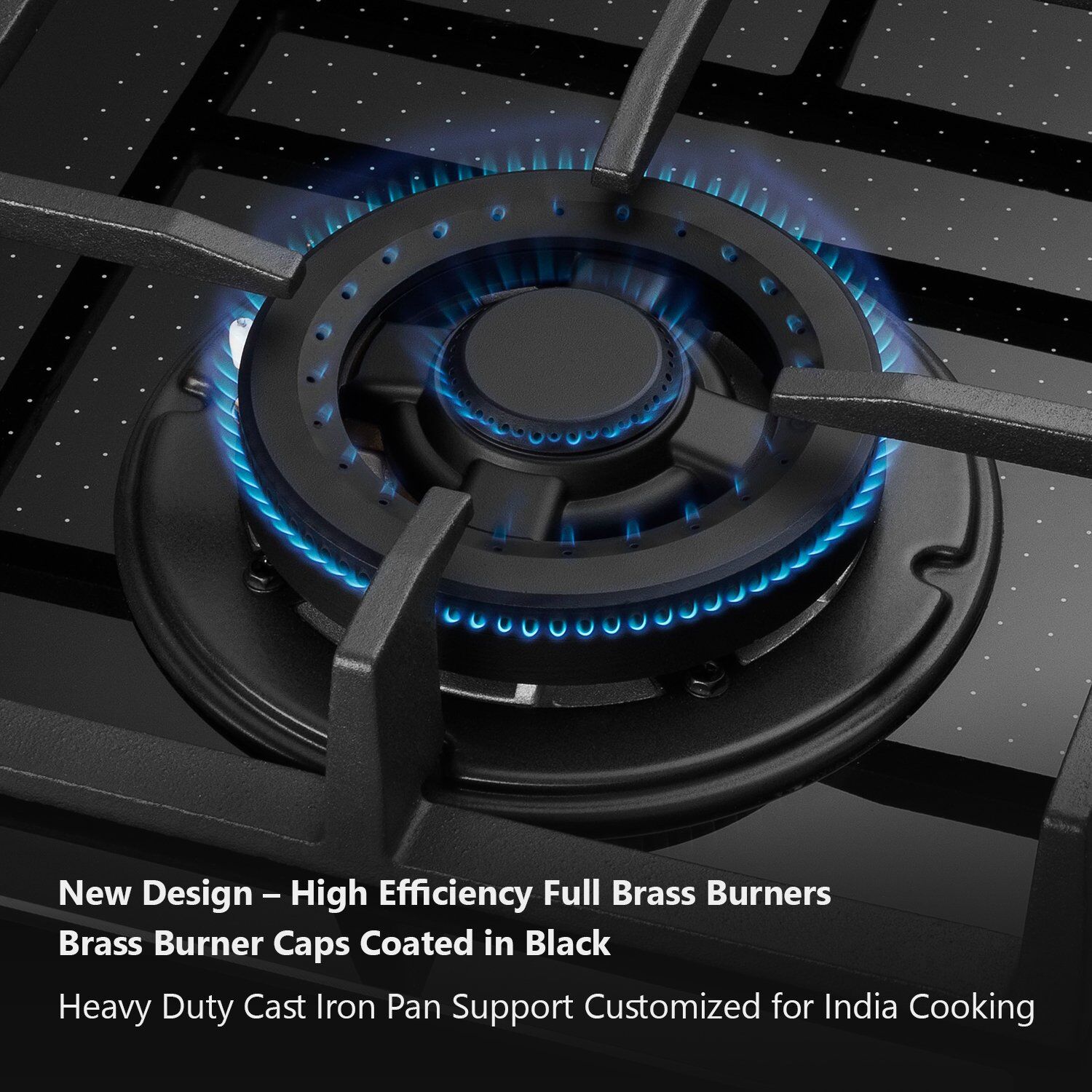 KAFF Novara Tempered Glass Top 4 Burner Automatic Electric Hob (Heavy Duty Cast Iron Pan Support, Black)_6