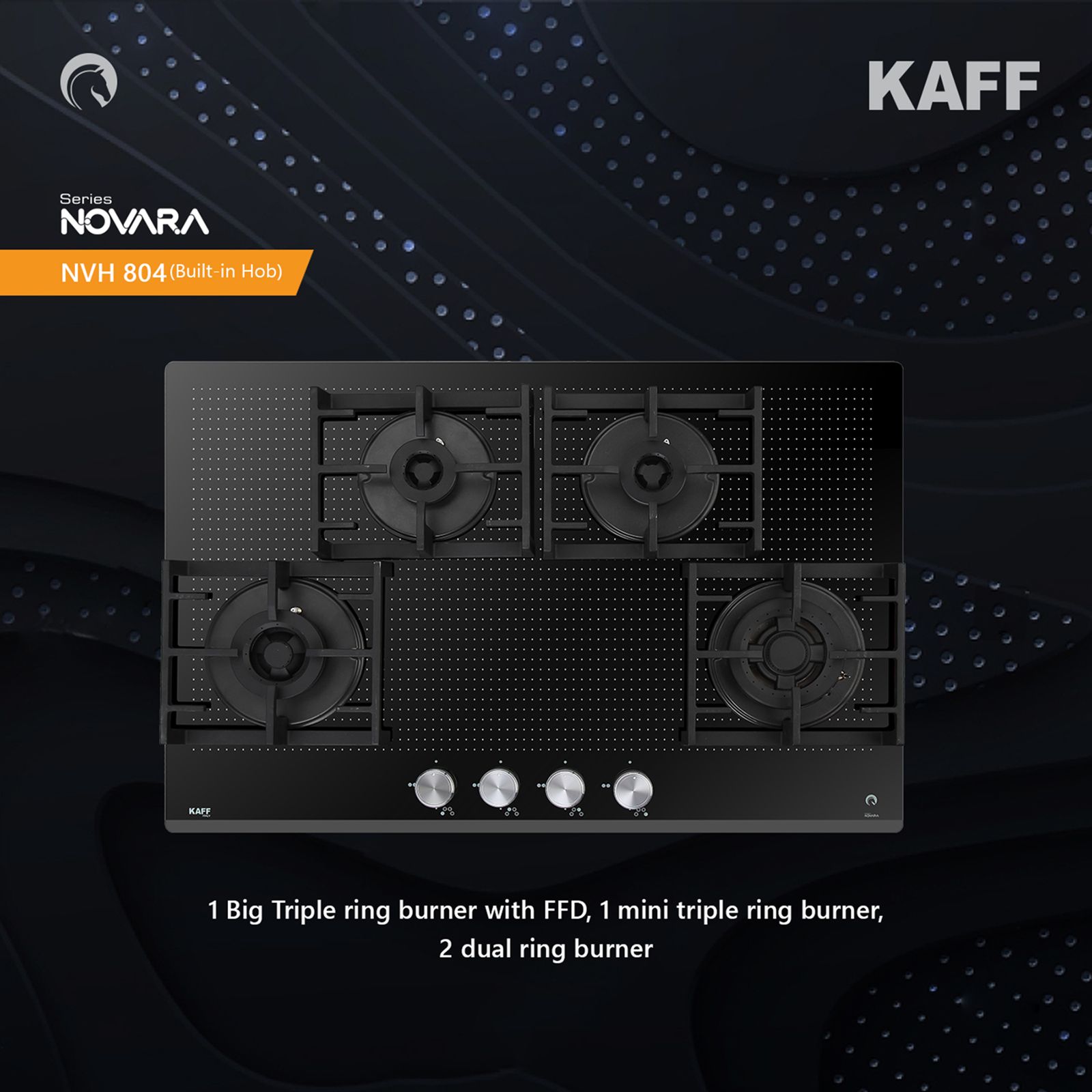 KAFF Novara Tempered Glass Top 4 Burner Automatic Electric Hob (Heavy Duty Cast Iron Pan Support, Black)_17