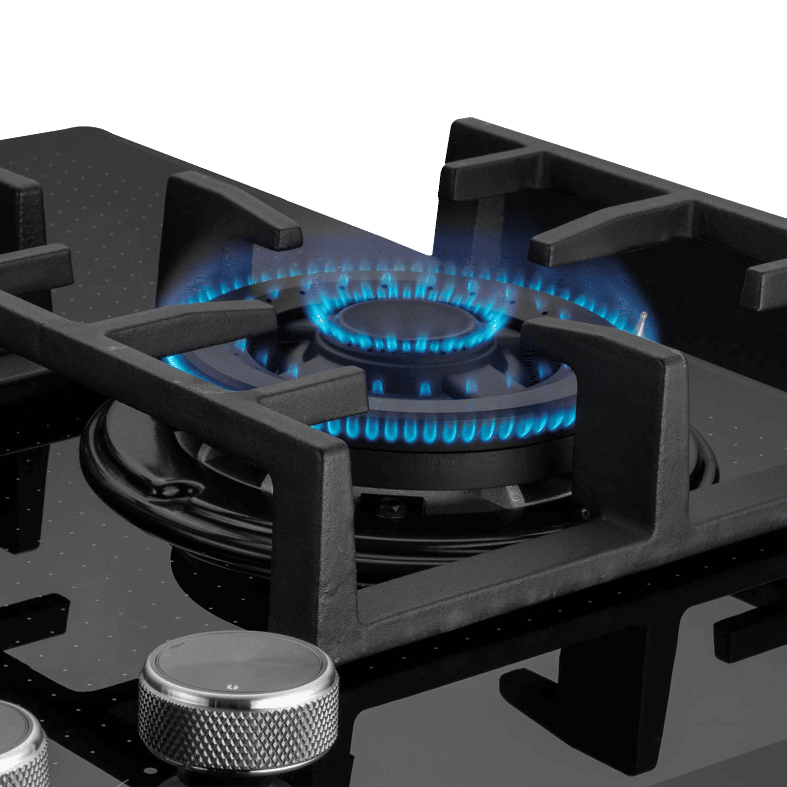 KAFF Novara Tempered Glass Top 4 Burner Automatic Electric Hob (Heavy Duty Cast Iron Pan Support, Black)_4