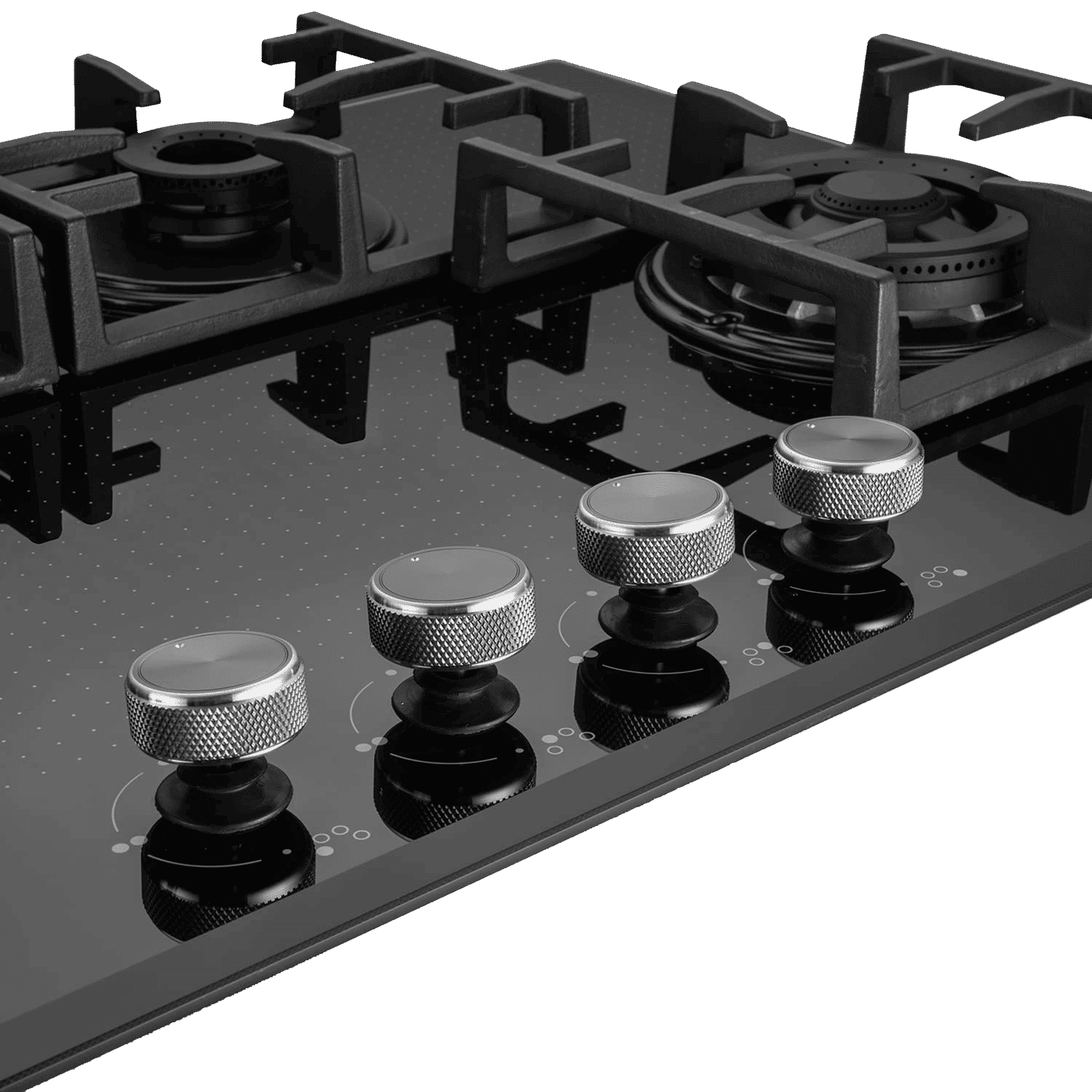 KAFF Novara Tempered Glass Top 4 Burner Automatic Electric Hob (Heavy Duty Cast Iron Pan Support, Black)_5