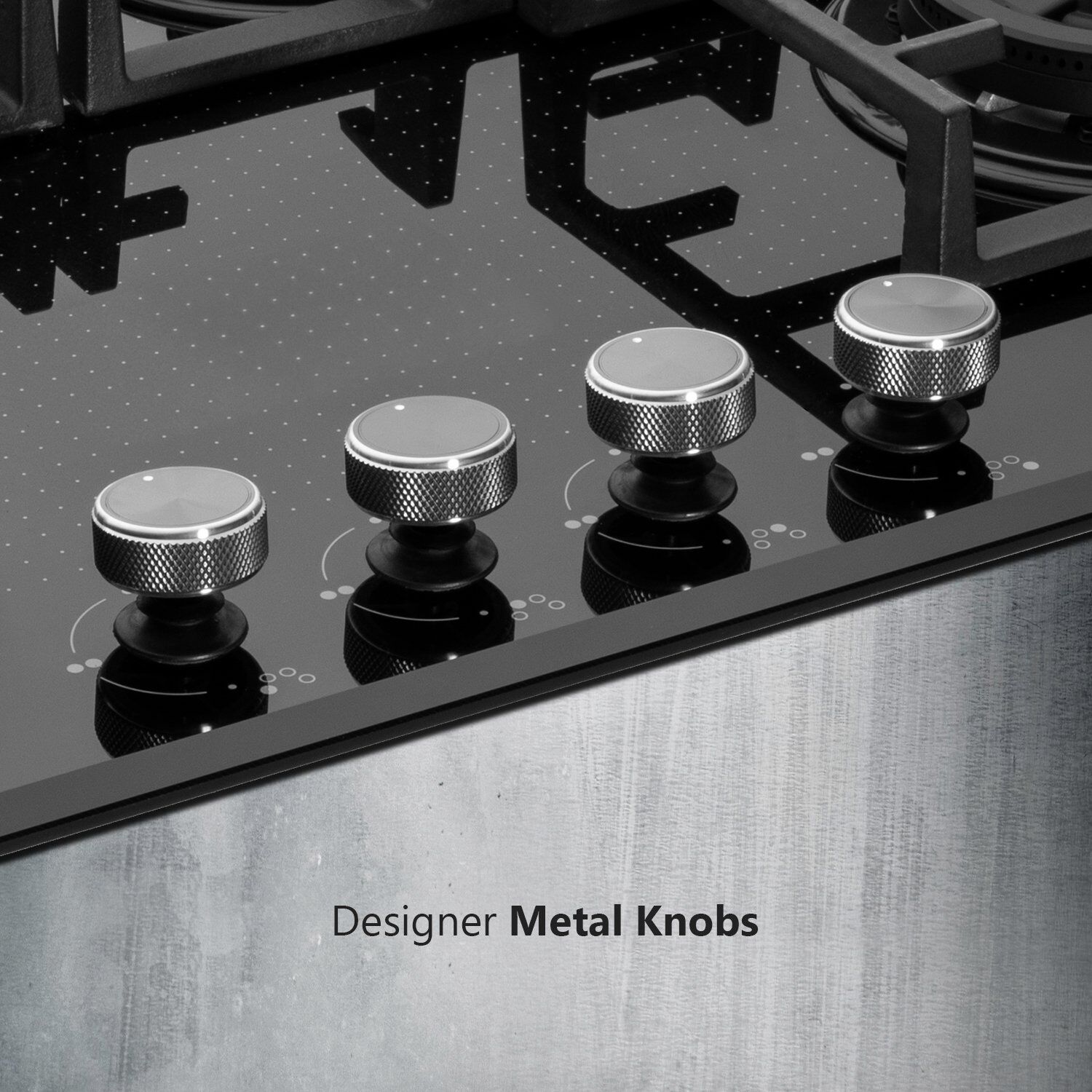 KAFF Novara Tempered Glass Top 4 Burner Automatic Electric Hob (Heavy Duty Cast Iron Pan Support, Black)_8