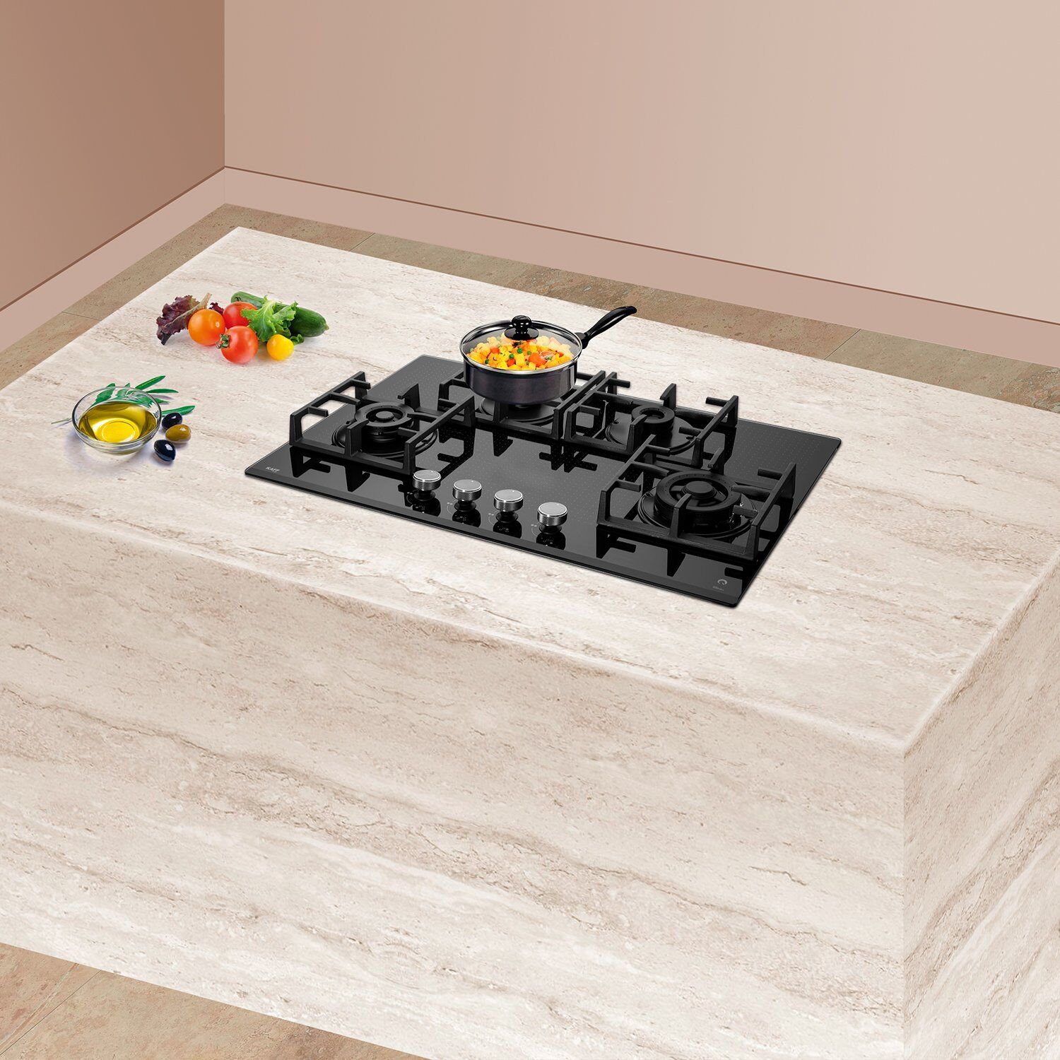 KAFF Novara Tempered Glass Top 4 Burner Automatic Electric Hob (Heavy Duty Cast Iron Pan Support, Black)_9