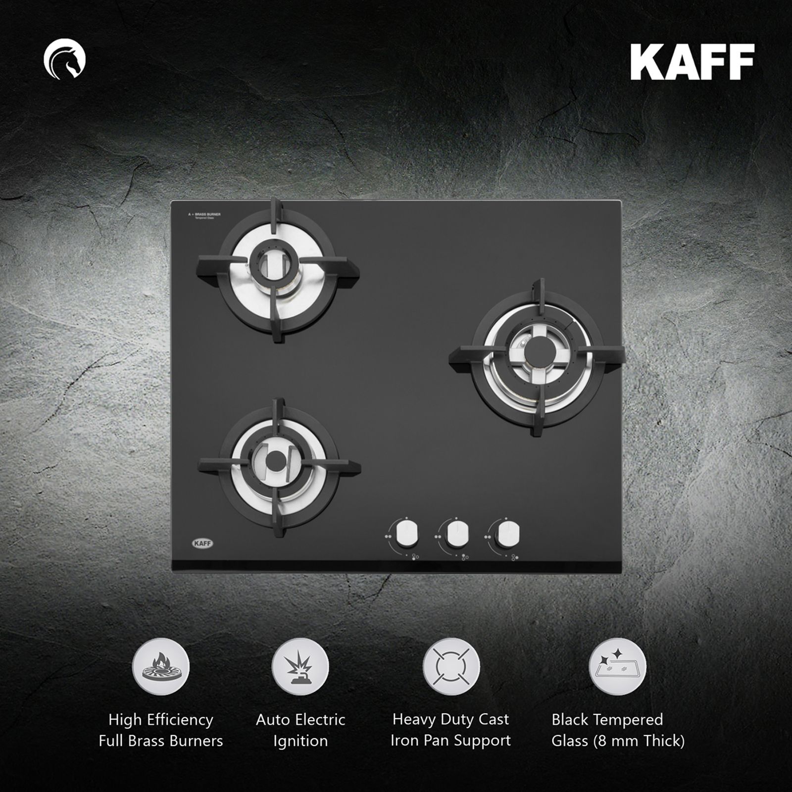 KAFF KH 60 BR 31 Tempered Glass Top 3 Burner Automatic Electric Hob (Heavy Duty Cast Iron Pan Support, Black)_17