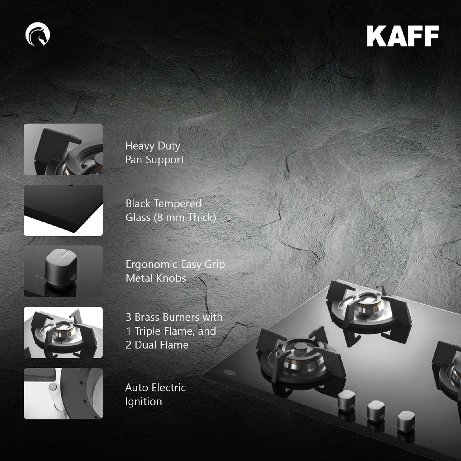 KAFF KH 60 BR 31 Tempered Glass Top 3 Burner Automatic Electric Hob (Heavy Duty Cast Iron Pan Support, Black)_19