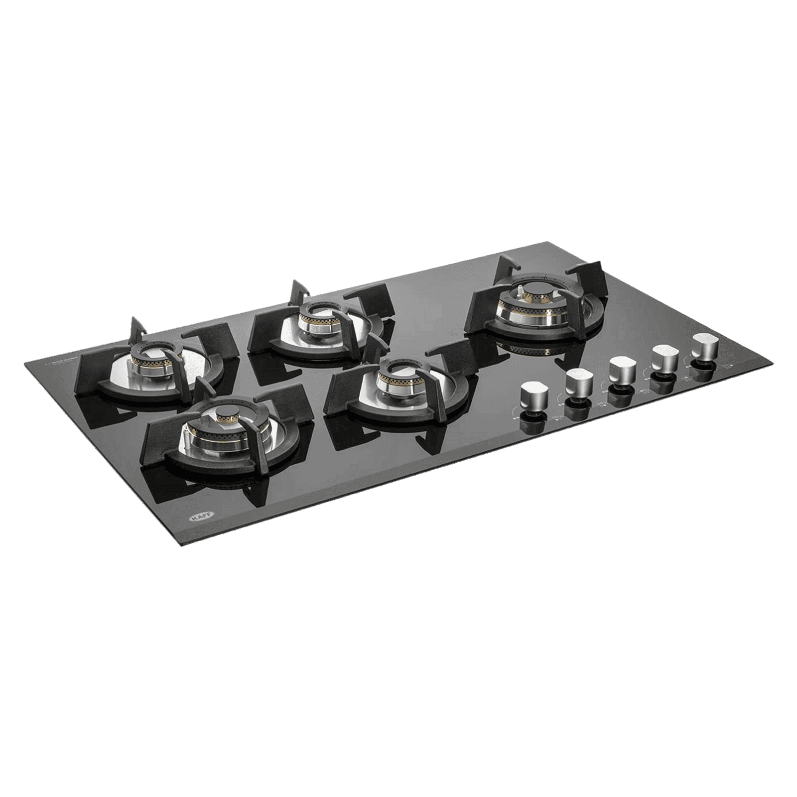 KAFF KH 86 BR 53 Tempered Glass Top 5 Burner Automatic Electric Hob (Heavy Duty Cast Iron Pan Support, Black)_1
