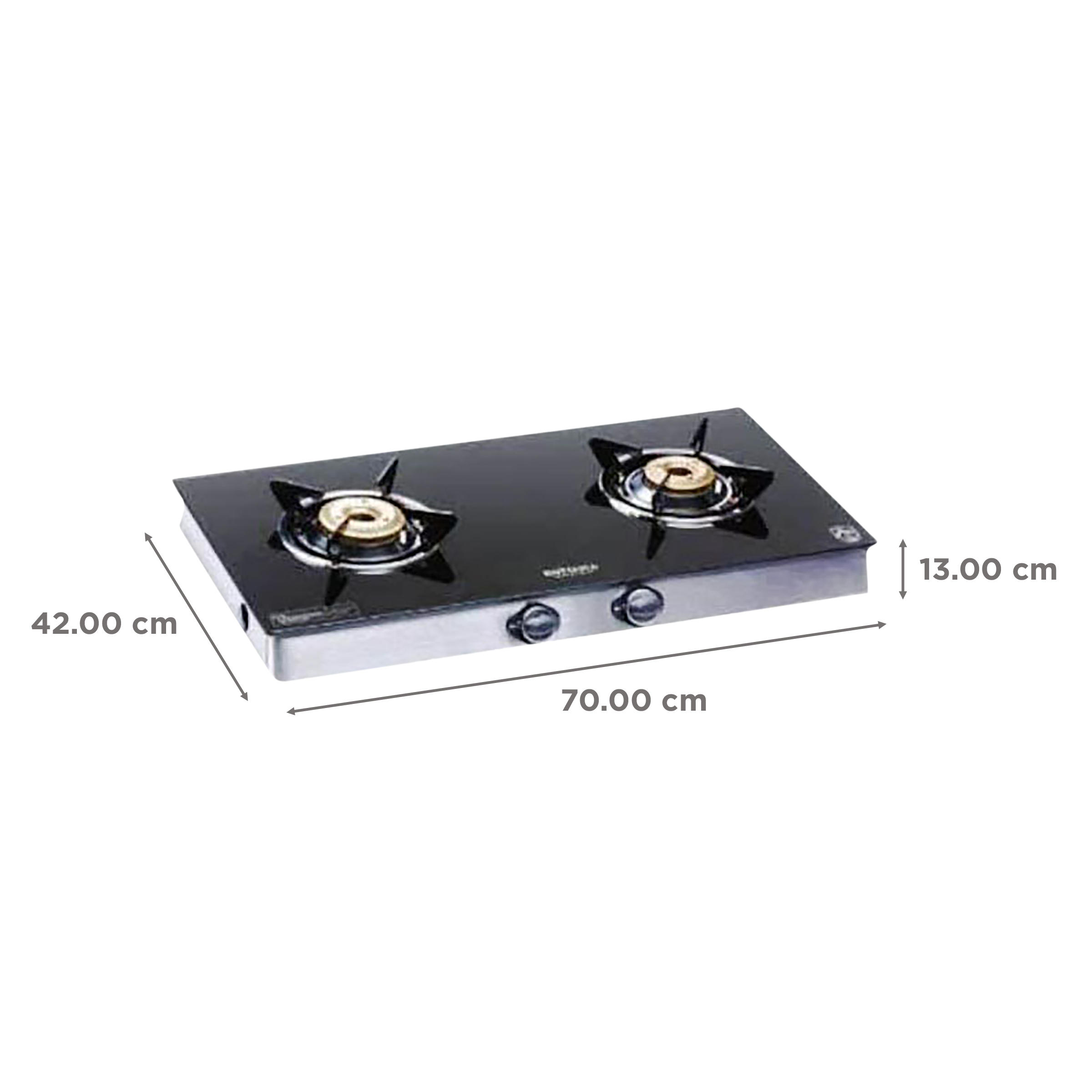 Kutchina Inferno Excel 2B Tempered Glass Top 2 Burner Automatic Gas Stove (Euro Coated Thick Pan Support, Black)_2