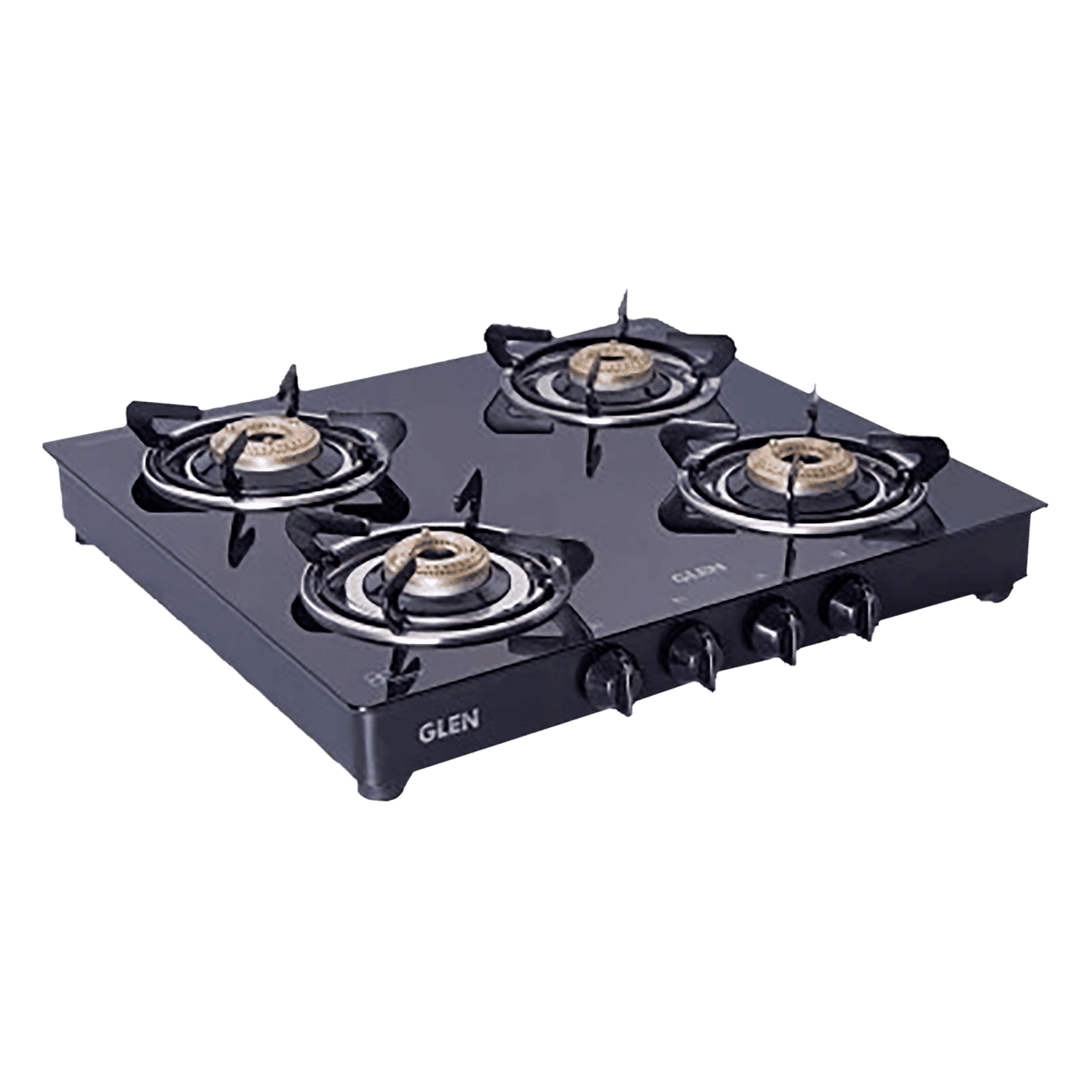 Glen 1043 GT HFBB DD BL Toughened Glass Top 4 Burner Manual Gas Stove (360 Degree Revolving Nozzle, Black)_1