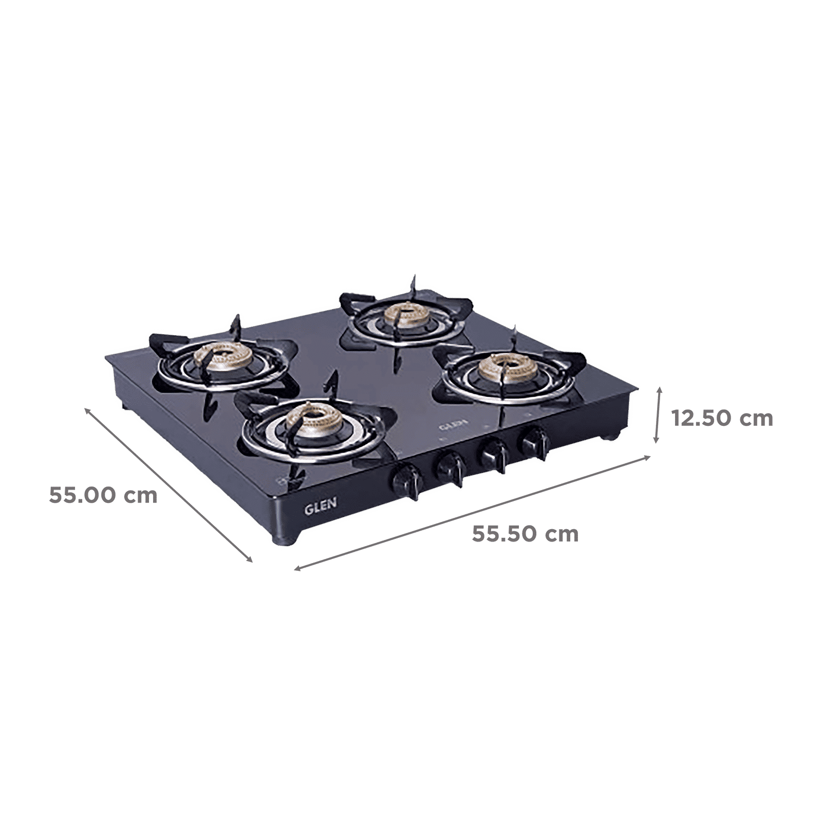 Glen 1043 GT HFBB DD BL Toughened Glass Top 4 Burner Manual Gas Stove (360 Degree Revolving Nozzle, Black)_2